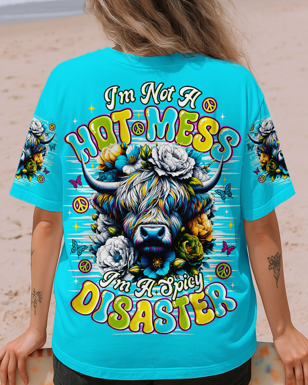 I'M NOT A HOT MESS COW FLORAL ALL OVER PRINT - TLNO1010252
