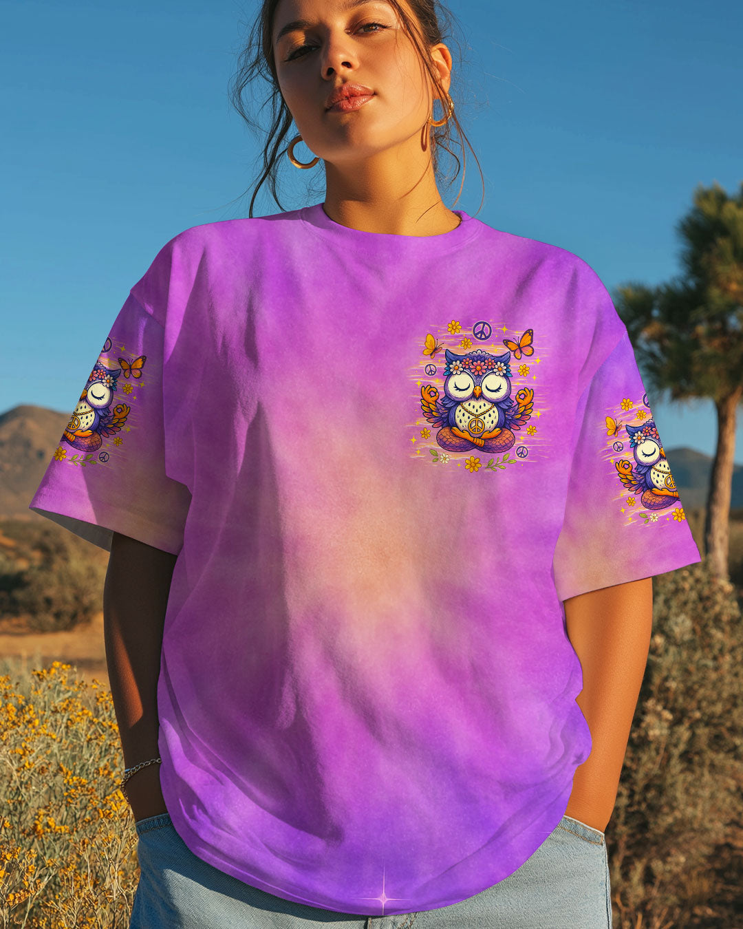 JUST BREATHE OWL TIE DYE ALL OVER PRINT - TLNZ2207252