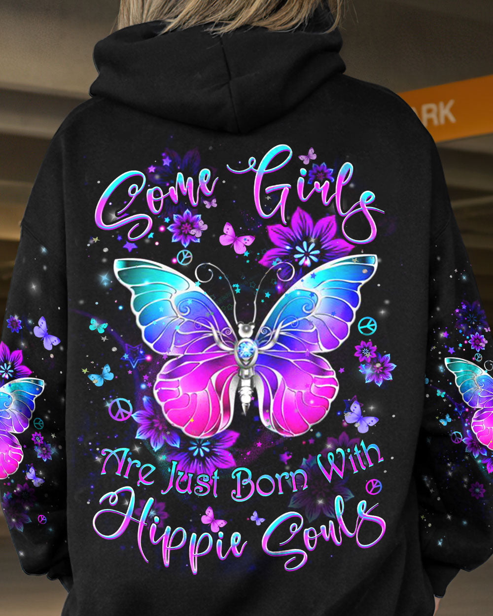 SOME GIRLS ARE JUST BORN WITH HIPPIE SOULS BUTTERFLY ALL OVER PRINT - YHHN1001241