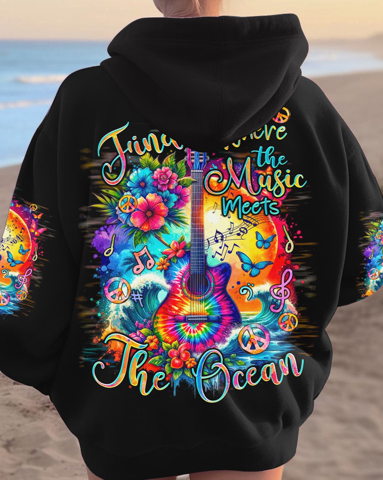FIND ME WHERE THE MUSIC MEETS THE OCEAN GUITAR ALL OVER PRINT - TYQY2811233