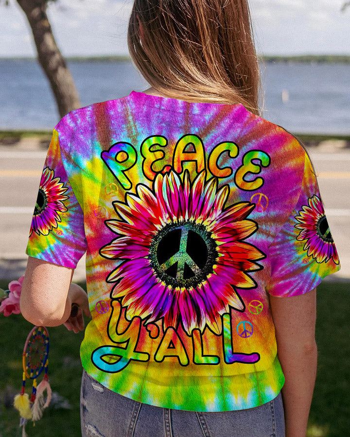 PEACE Y'ALL SUNFLOWER TIE DYE COLORFUL ALL OVER PRINT - TLNZ2006233