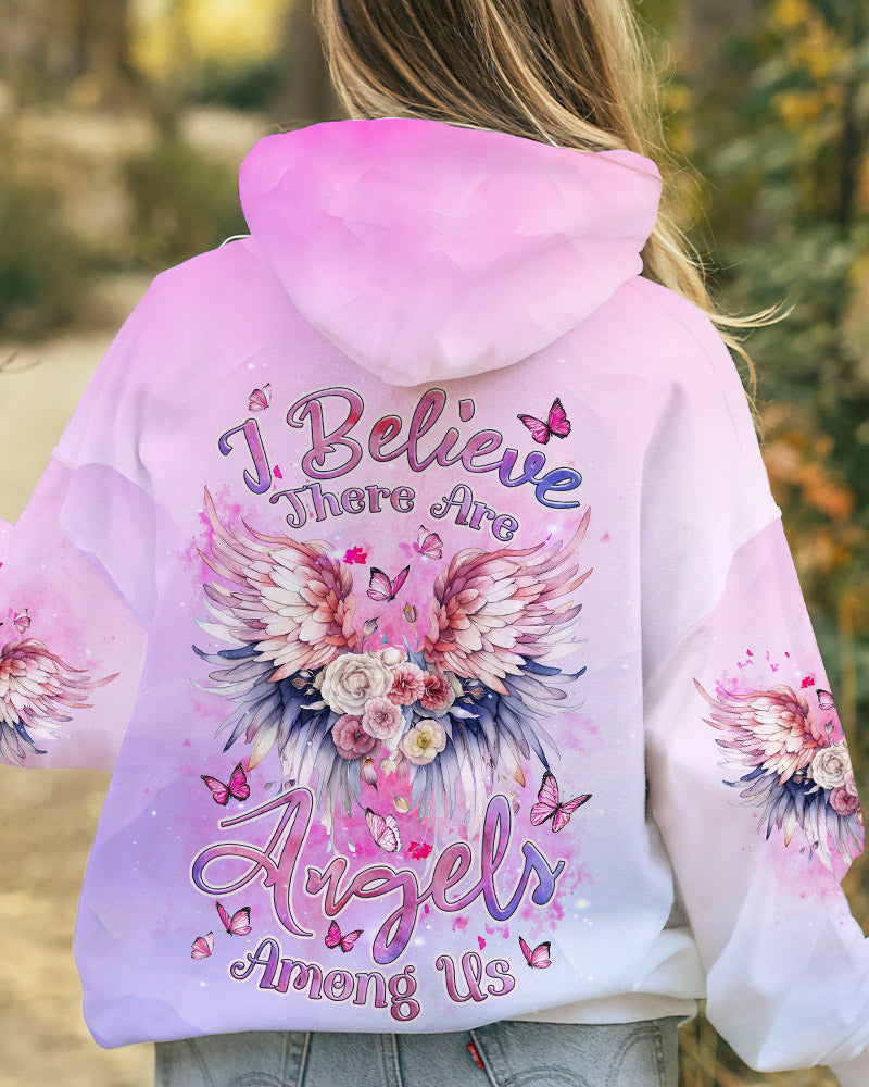 I BELIEVE THERE ARE ANGELS AMONG US WINGS FLORAL ALL OVER PRINT - TLNZ2602241