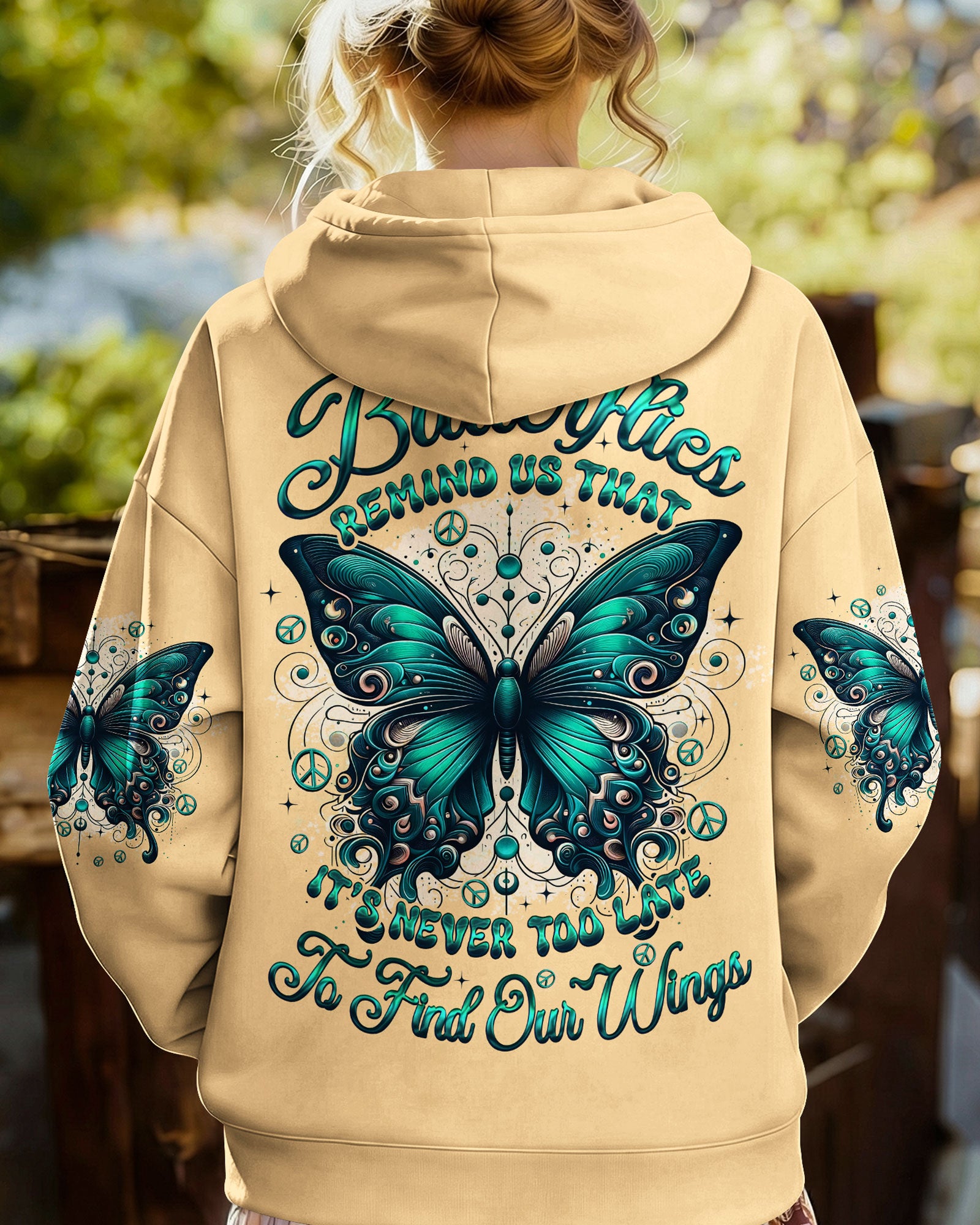 NEVER TOO LATE TO FIND YOUR WINGS BUTTERFLY ALL OVER PRINT - TYQY0902261