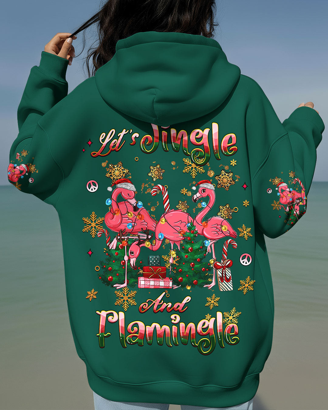 LET'S JINGLE AND FLAMINGLE CHRISTMAS ALL OVER PRINT - YHHG0311252