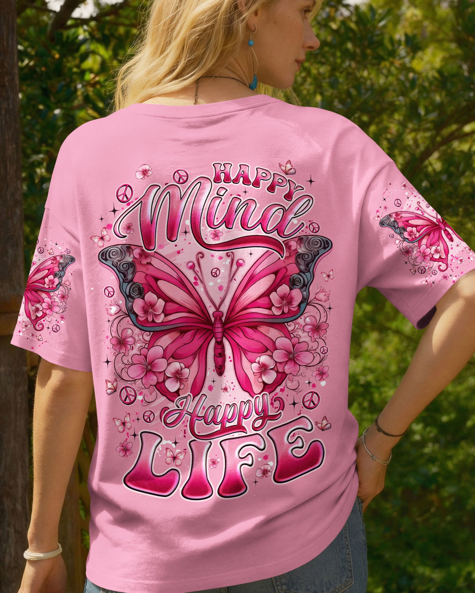 HAPPY MIND HAPPY LIFE BUTTERFLY ALL OVER PRINT - TYQY2602261