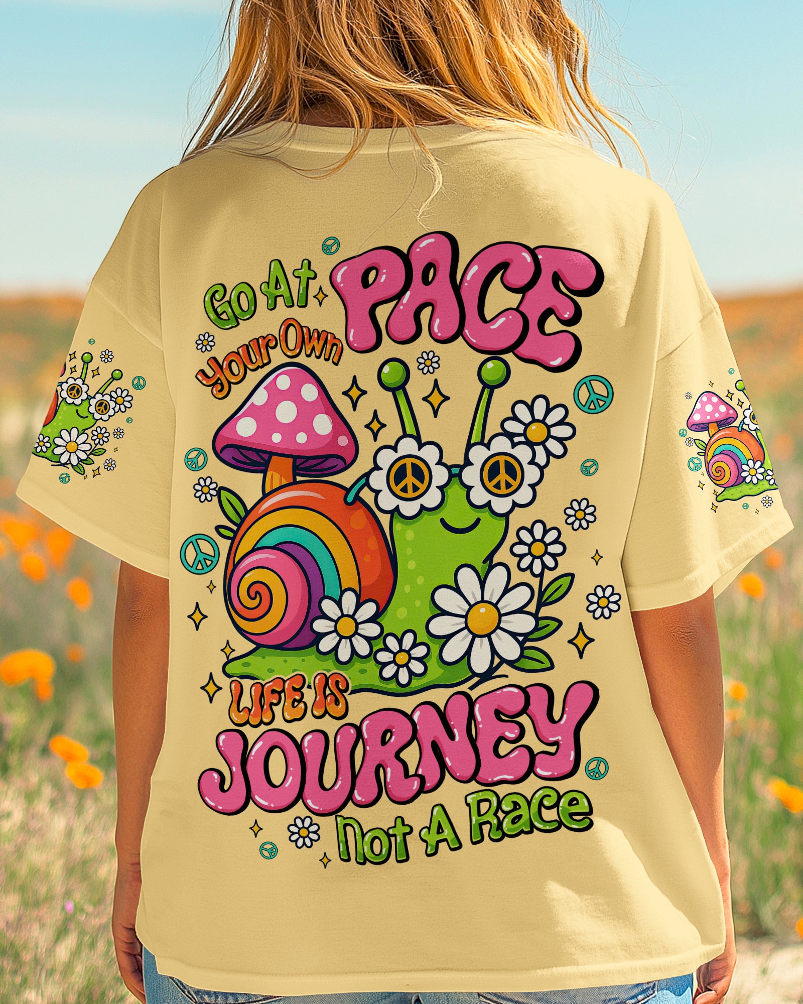 GO AT YOUR OWN PACE SNAIL HIPPIE ALL OVER PRINT - TYQY2406254
