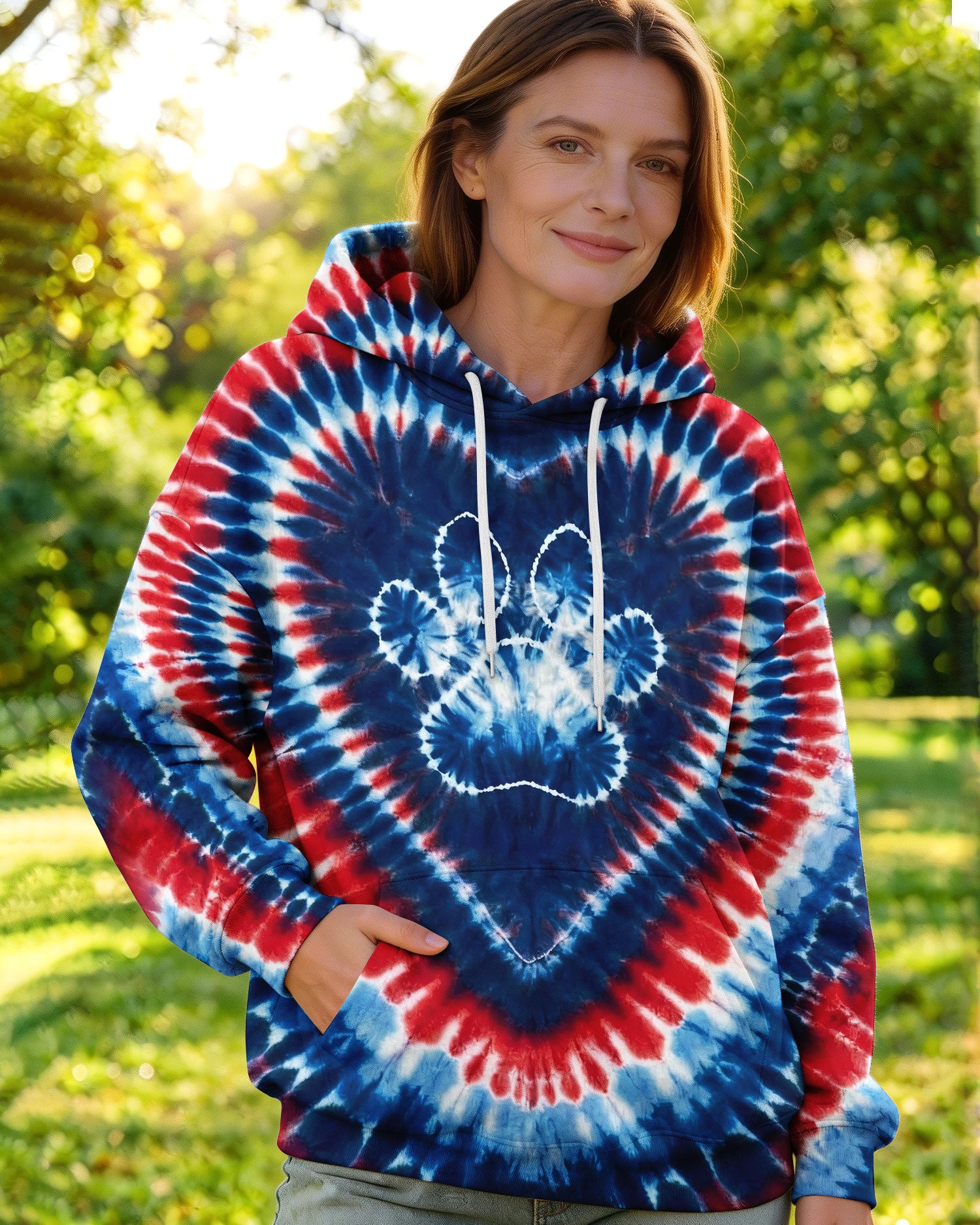 RED WHITE AND BLUE HEART PAW ALL OVER PRINT - TYLN0104263
