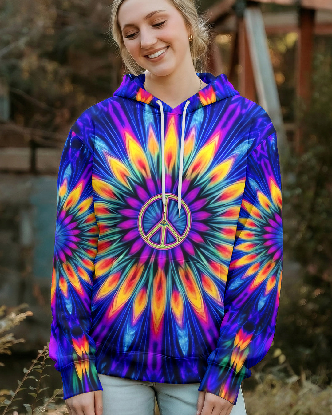 NEON COLORFUL PEACE FLOWER ALL OVER PRINT - YHHG0701261