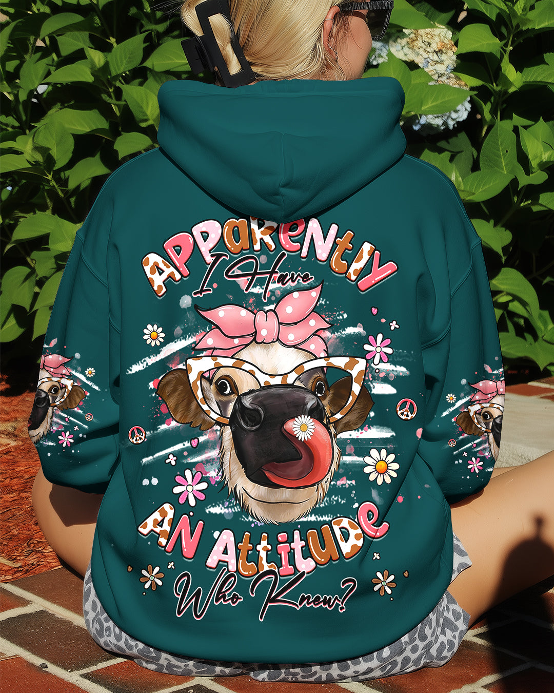 APPARENTLY I HAVE AN ATTITUDE WHO KNEW COW ALL OVER PRINT - YHHG2412252