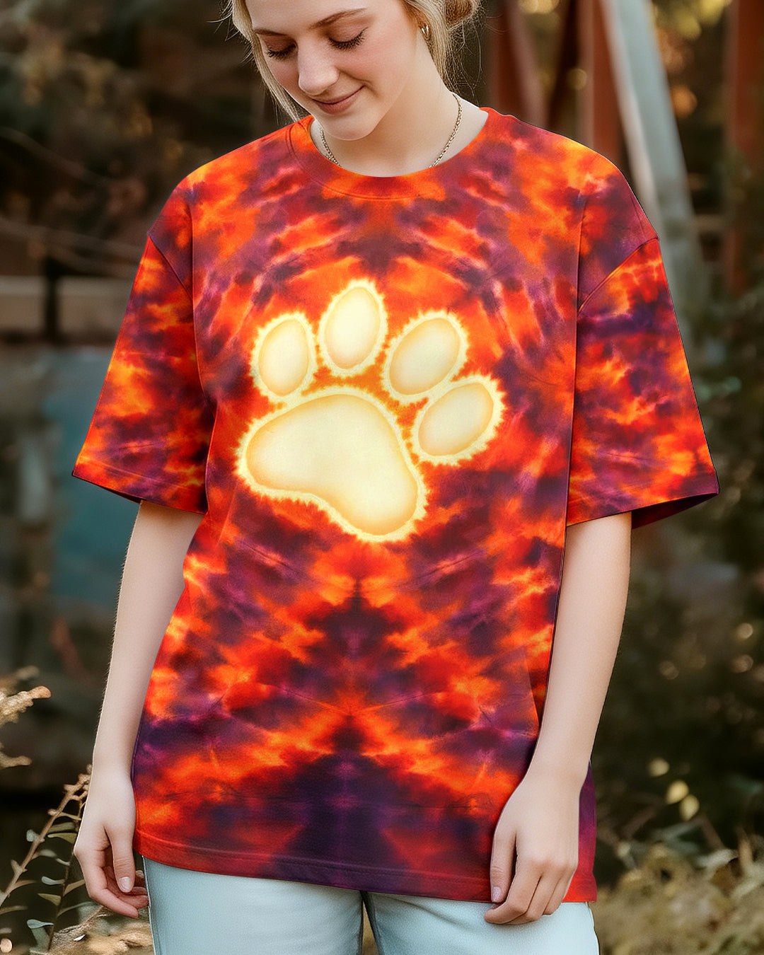 PAW PRINT BURNT ORANGE SWIRL ALL OVER PRINT - TLHG1303262