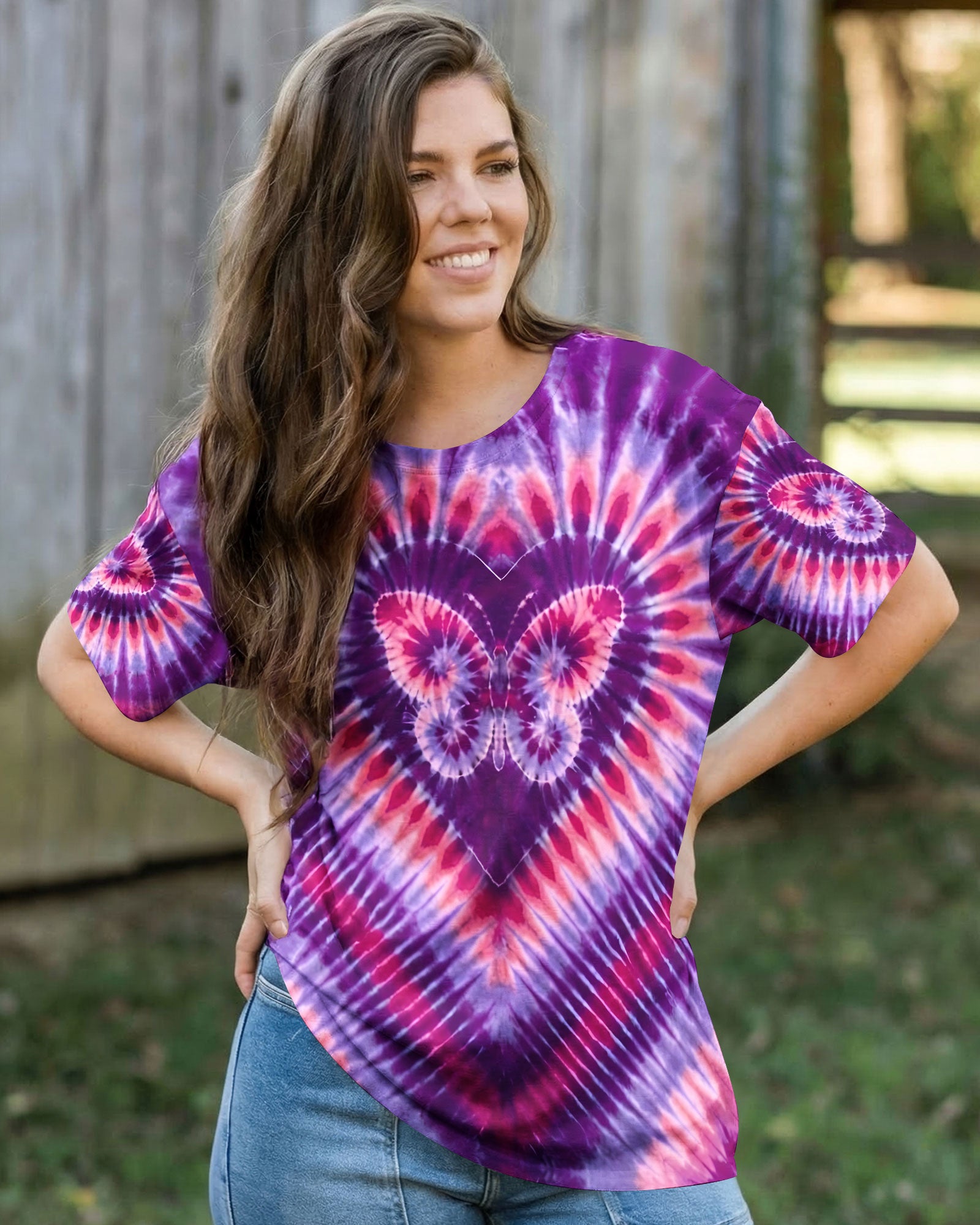 PURPLE BUTTERFLY HEART ALL OVER PRINT - TYQY1603261