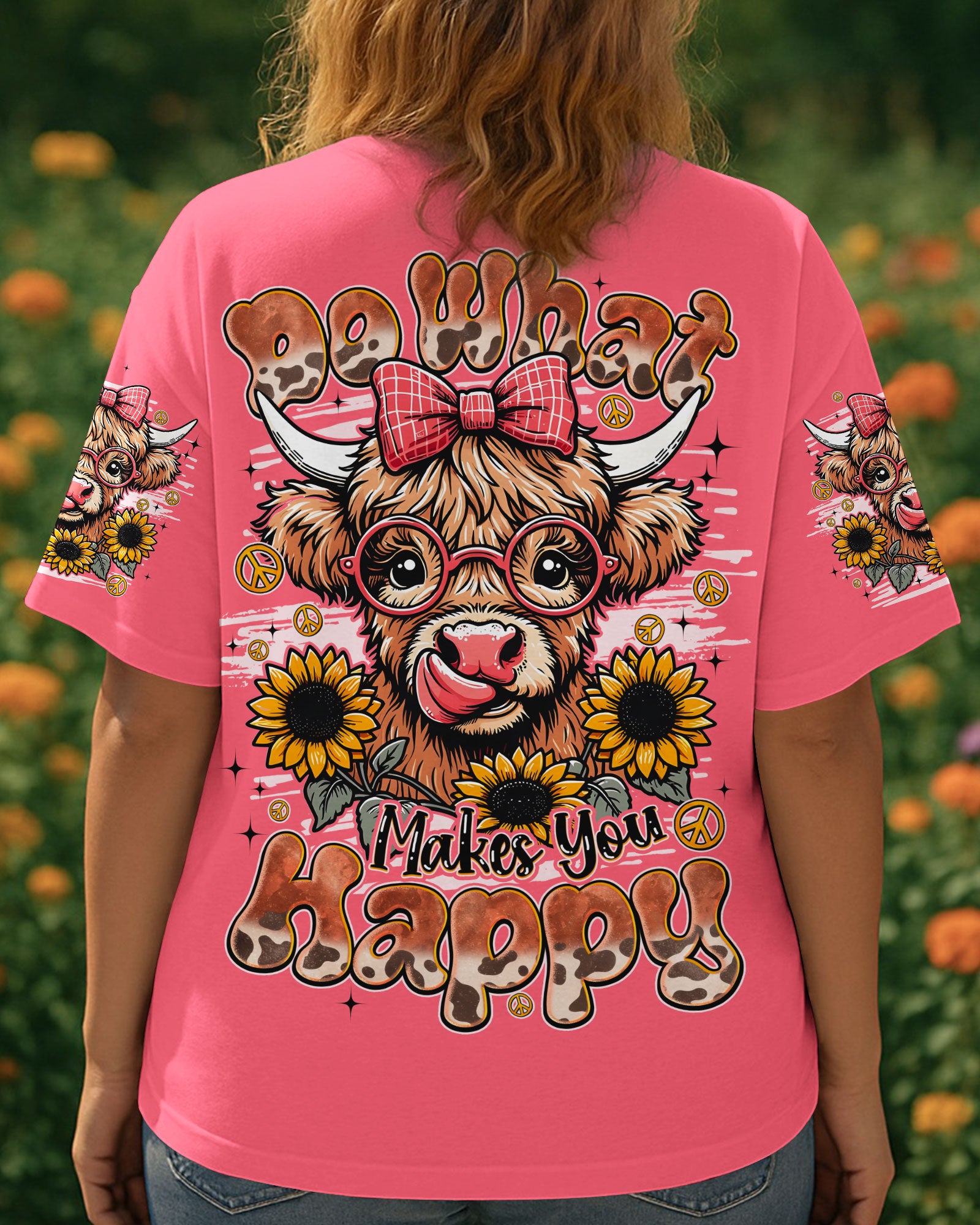 DO WHAT MAKES YOU HAPPY COW HIPPIE ALL OVER PRINT - TYQY0806251