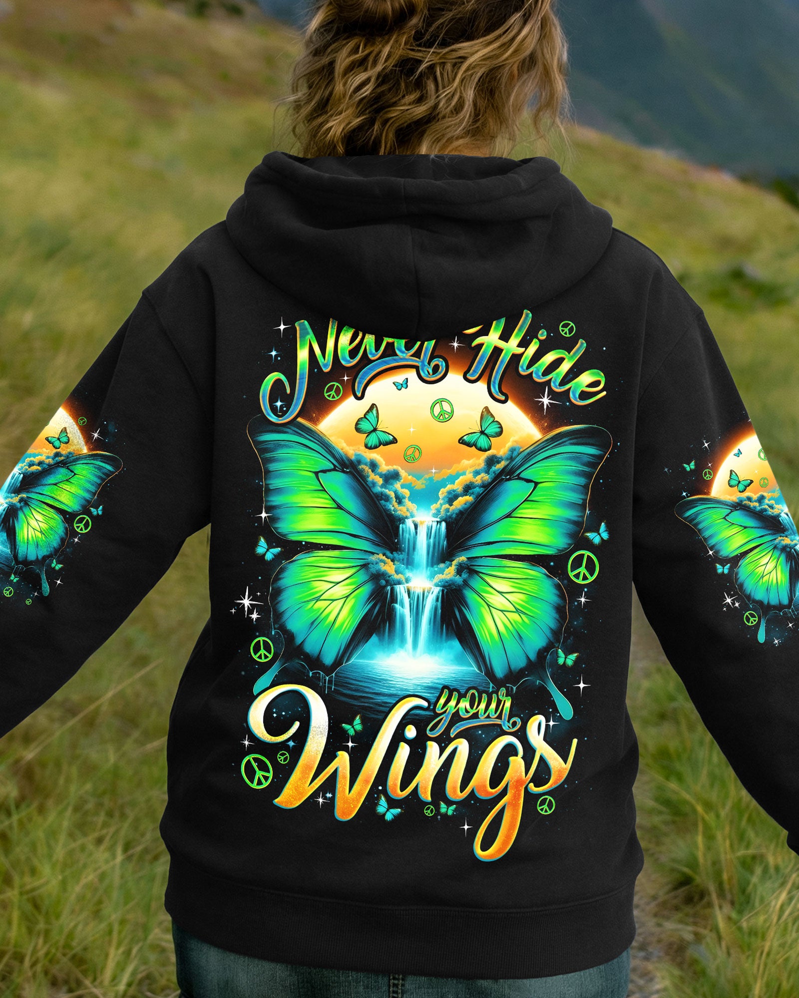 NEVER HIDE YOUR WINGS BUTTERFLY ALL OVER PRINT - TYQY0902262