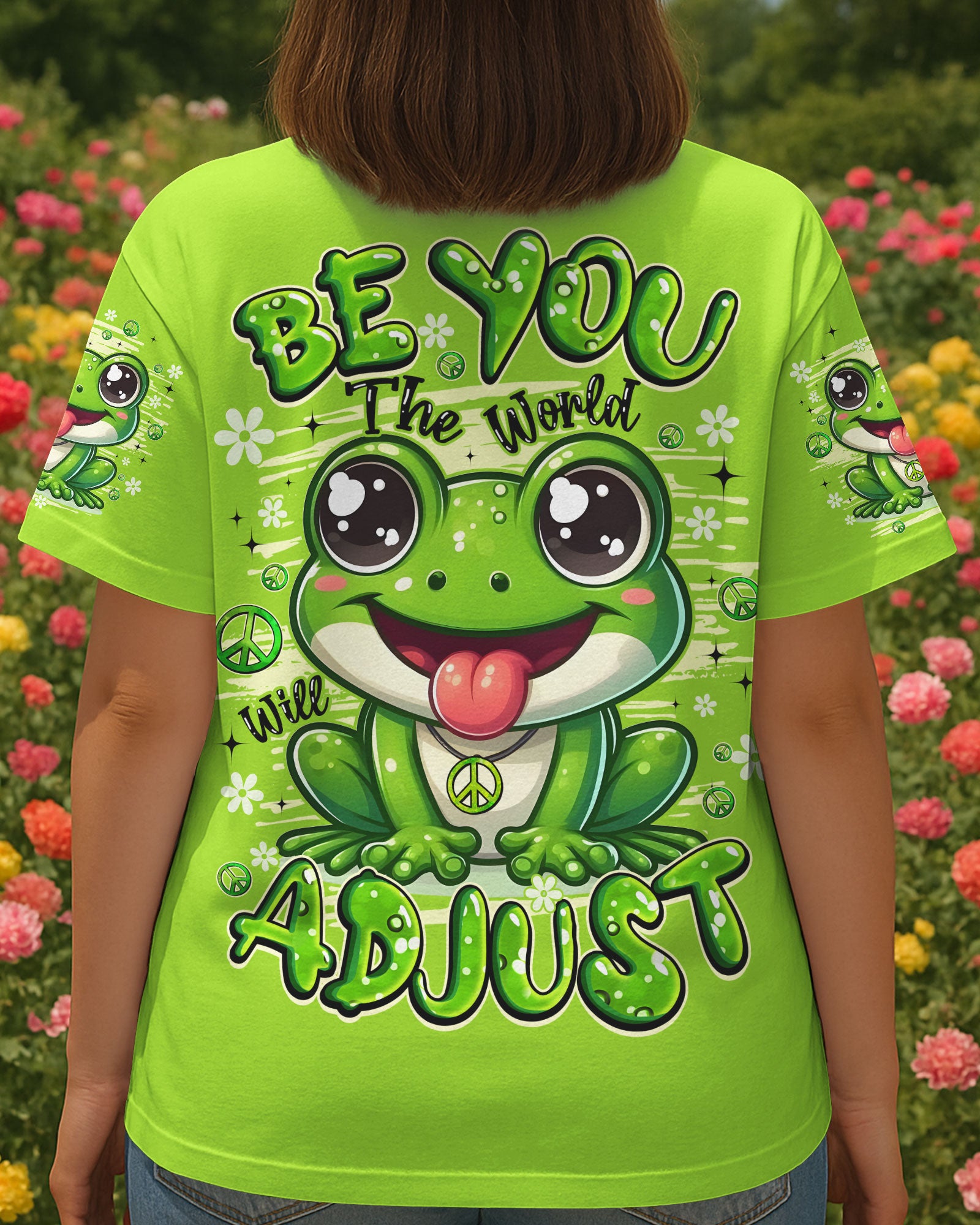 BE YOU THE WORLD WILL ADJUST FROG HIPPIE ALL OVER PRINT - TYQY0808254