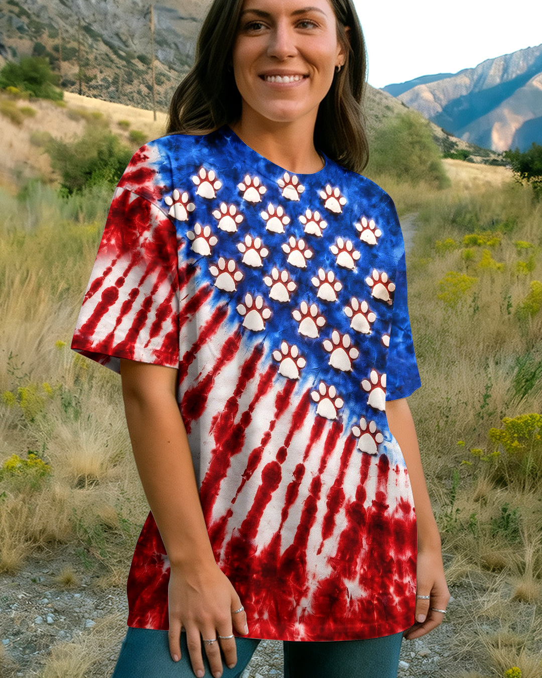 PAW PRINT RED WHITE & BLUE ALL OVER PRINT  - TLHG1803263