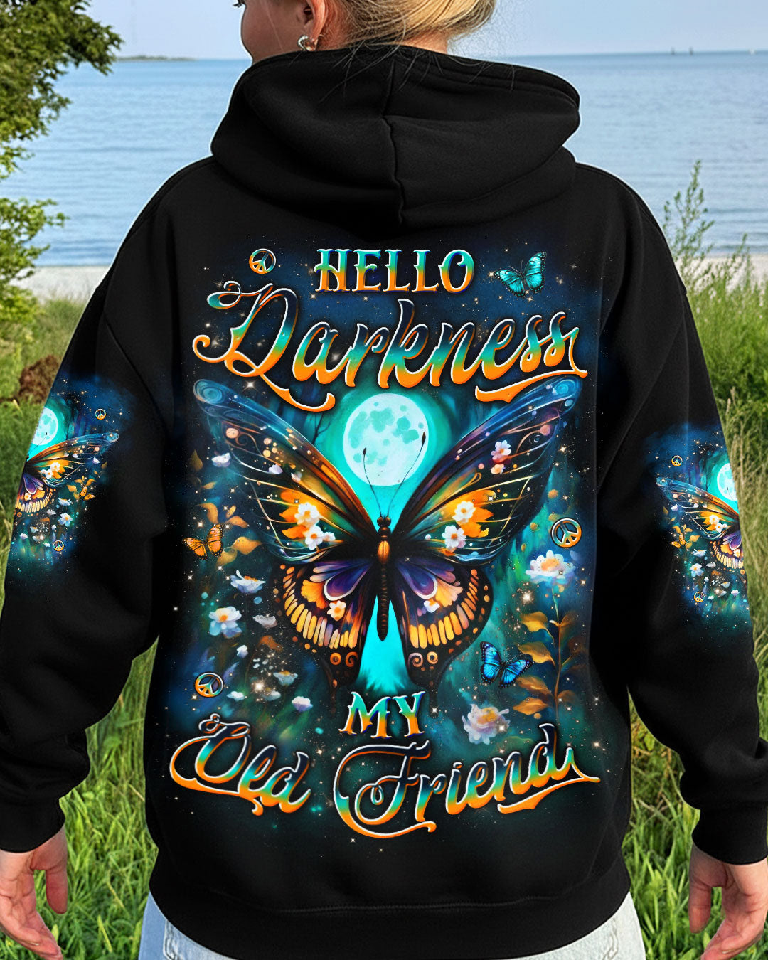HELLO DARKNESS MY OLD FRIEND BUTTERFLY ALL OVER PRINT - YHLN0610253