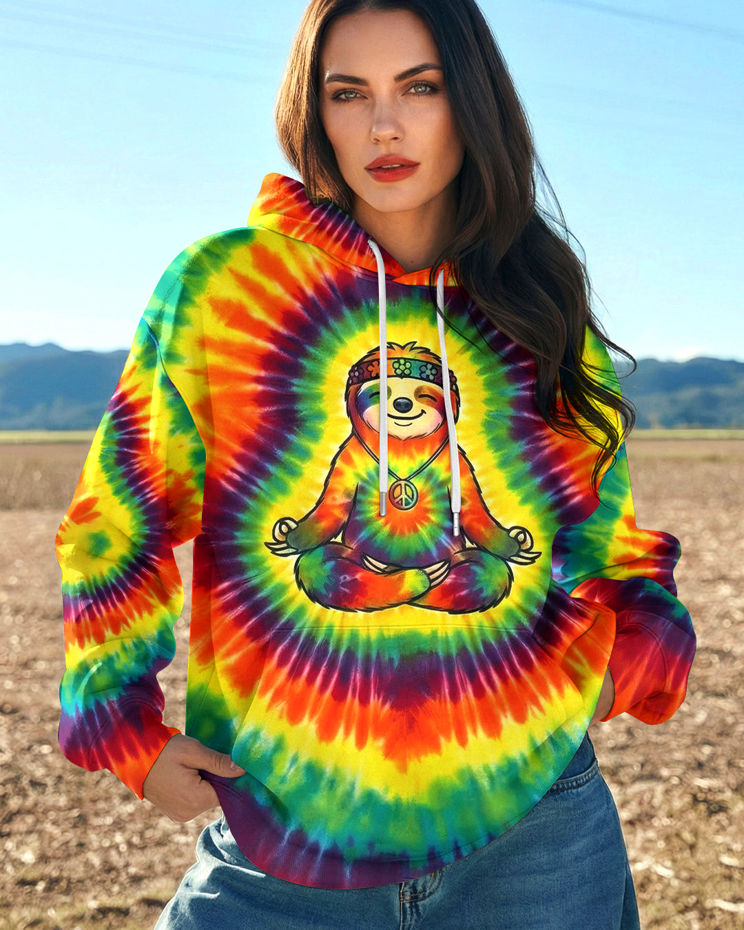 RAINBOW AURA SLOTH ALL OVER PRINT - YHHG2301261