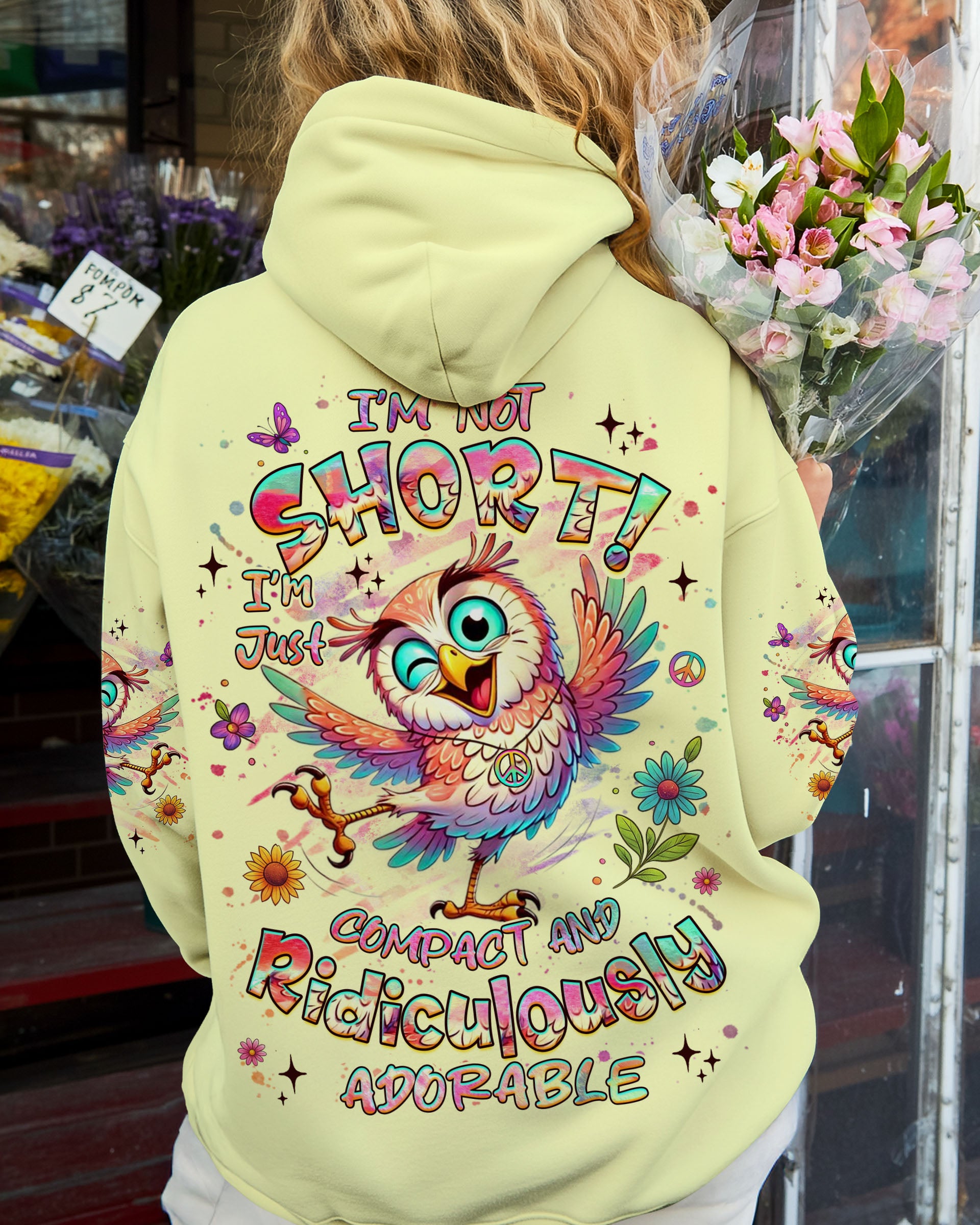 I'M NOT SHORT HIPPIE OWL ALL OVER PRINT - YHHG2608252