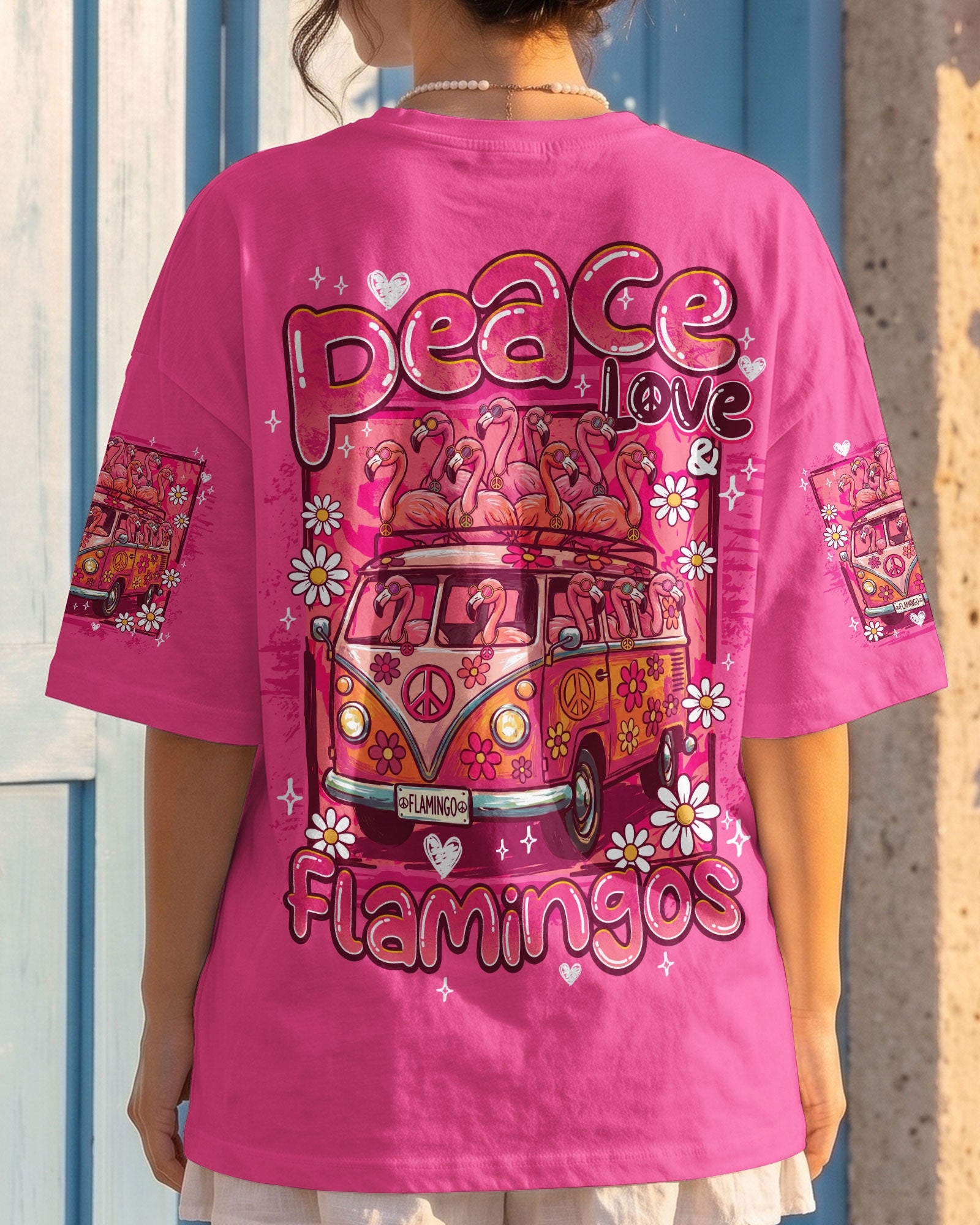 PEACE LOVE AN FLAMINGOS ALL OVER PRINT - TY0807261