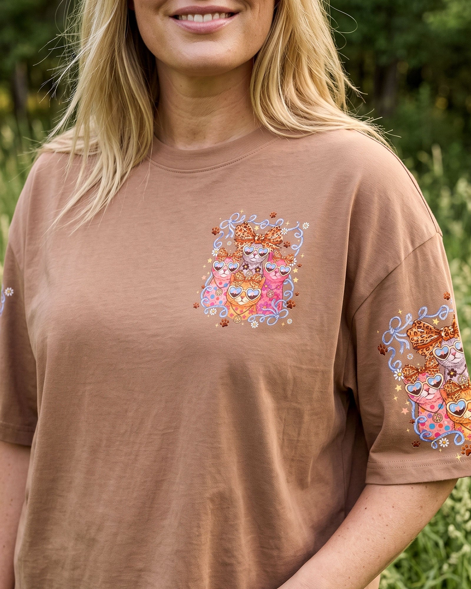 PEACE LOVE AND MEOW CAT ALL OVER PRINT - TYQY2407261