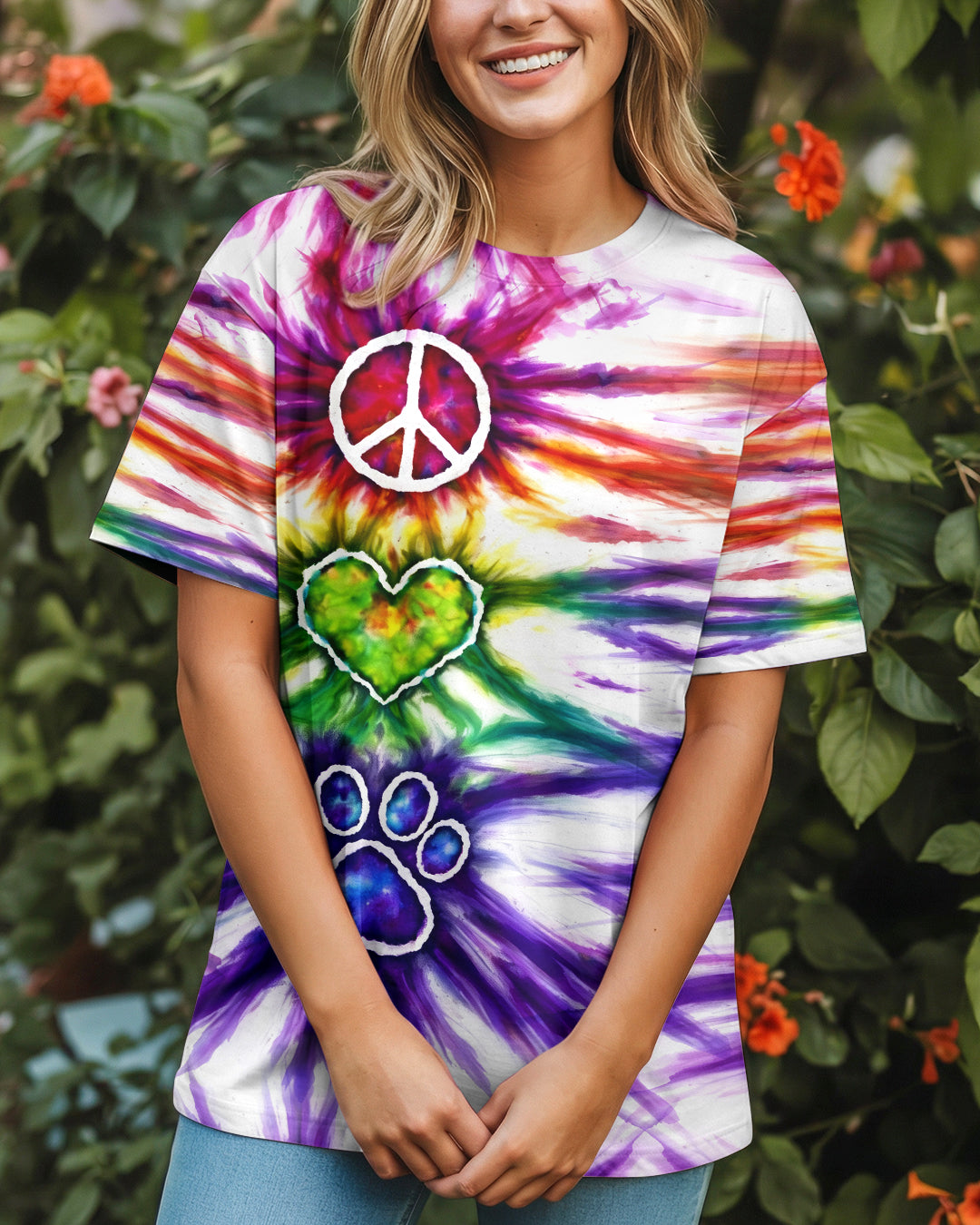 PEACE LOVE PAW PRINT SWIRL ALL OVER PRINT - TLHG2003263
