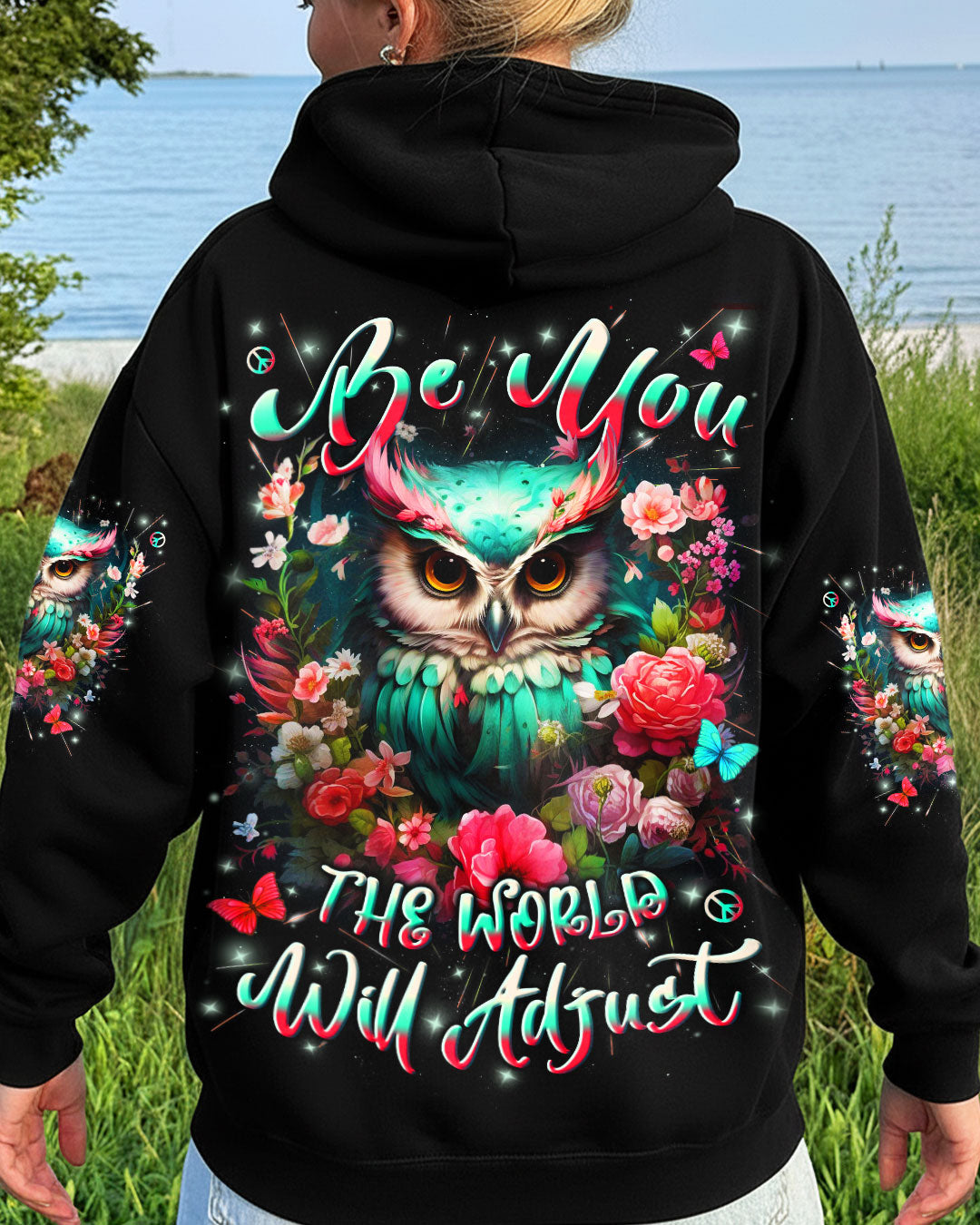 BE YOU THE WORLD WILL ADJUST OWL ALL OVER PRINT - YHLN1010254