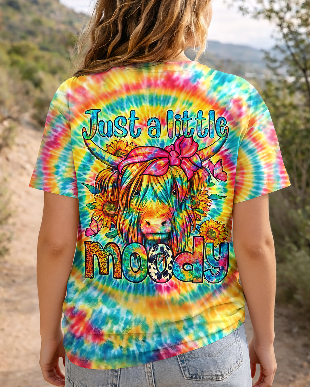 JUST A LITTLE MOODY COW HIPPIE SWIRL ALL OVER PRINT  - TLHG2003262