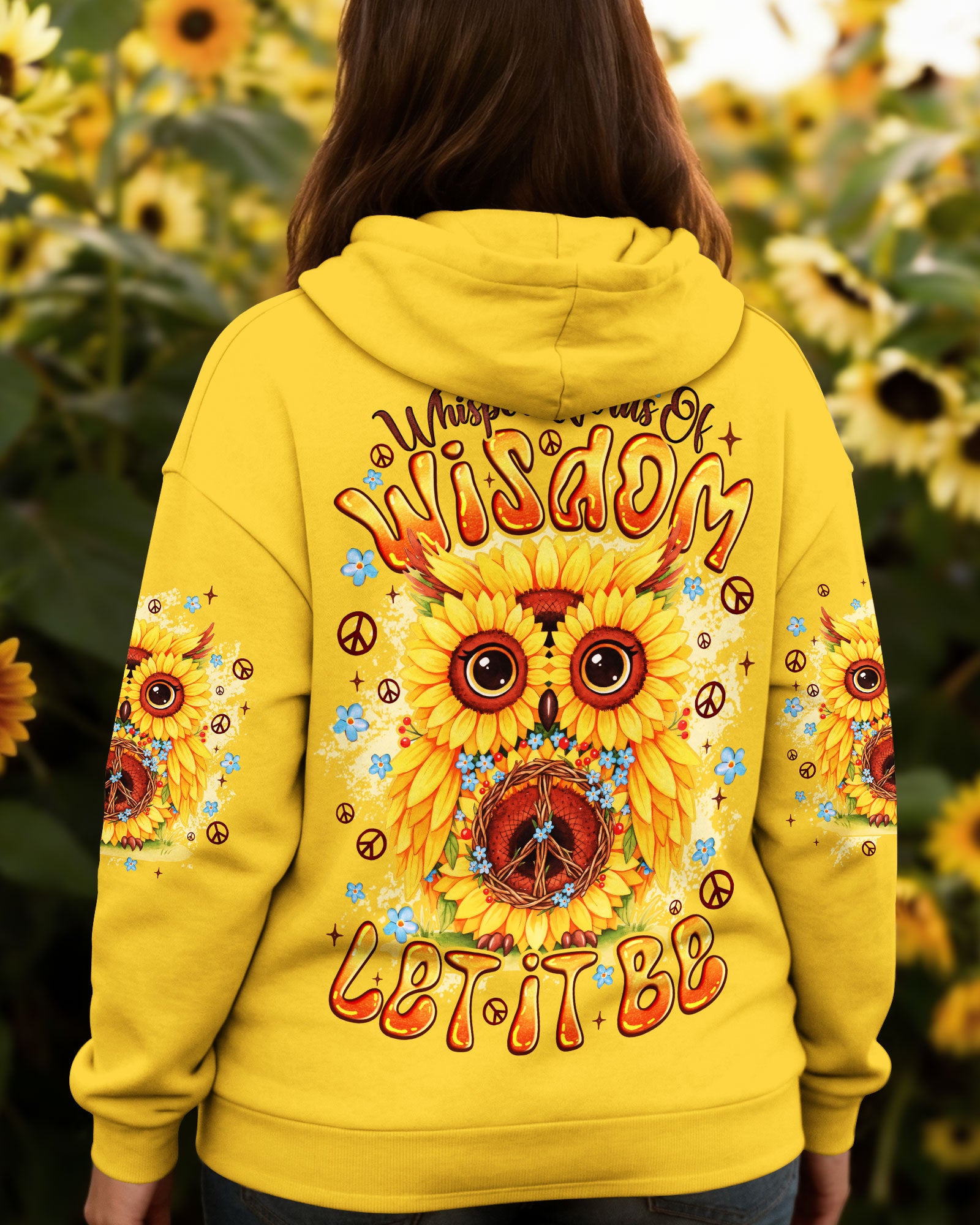WHISPER WORDS OF WISDOM LET IT BE OWL SUNFLOWER ALL OVER PTINT - TYQY2303262