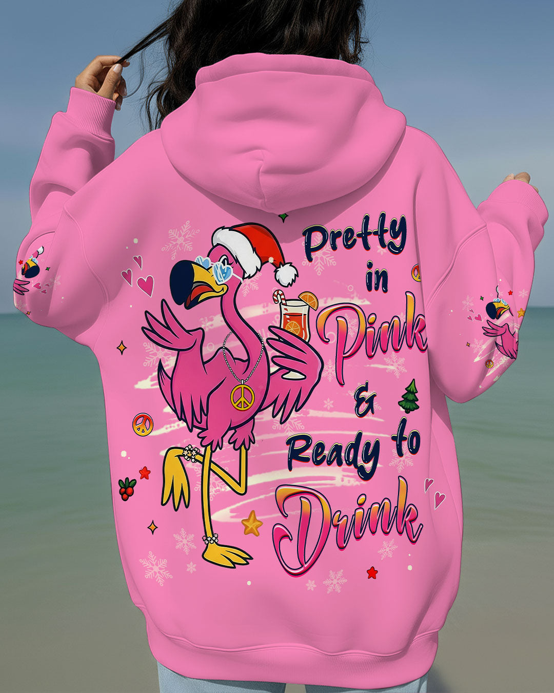 PRETTY IN PINK FLAMINGO CHRISTMAS ALL OVER PRINT - YHHG3010252