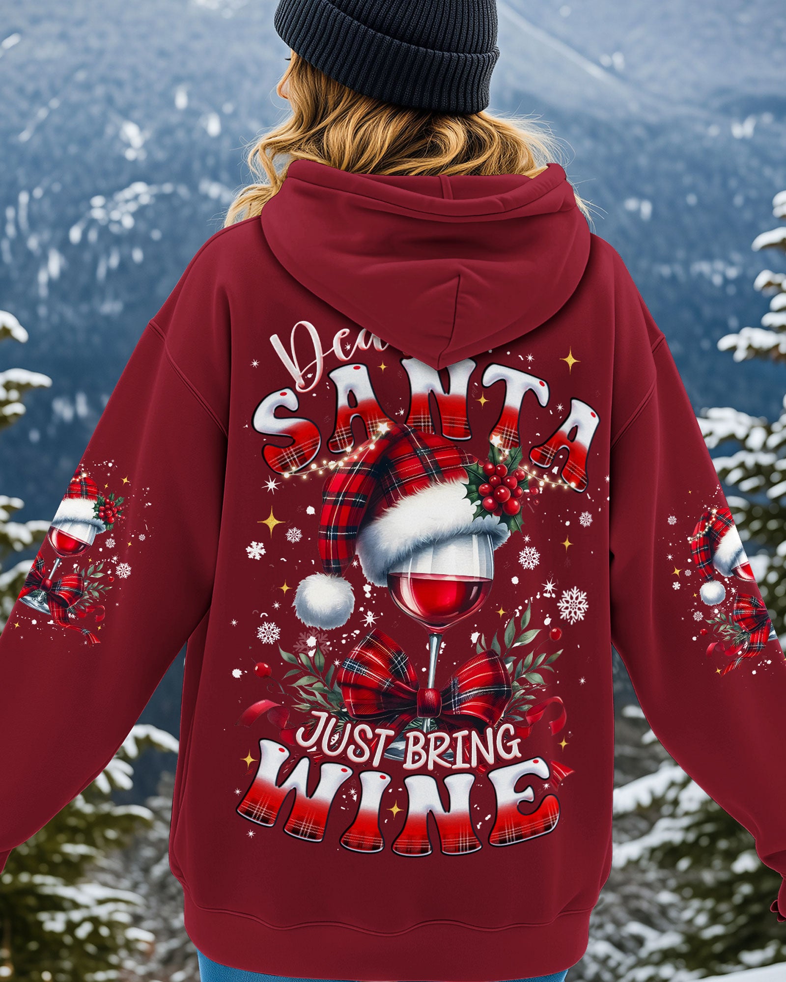 DEAR SANTA JUST BRING WINE CHRISTMAS ALL OVER PRINT - TYQY1811252