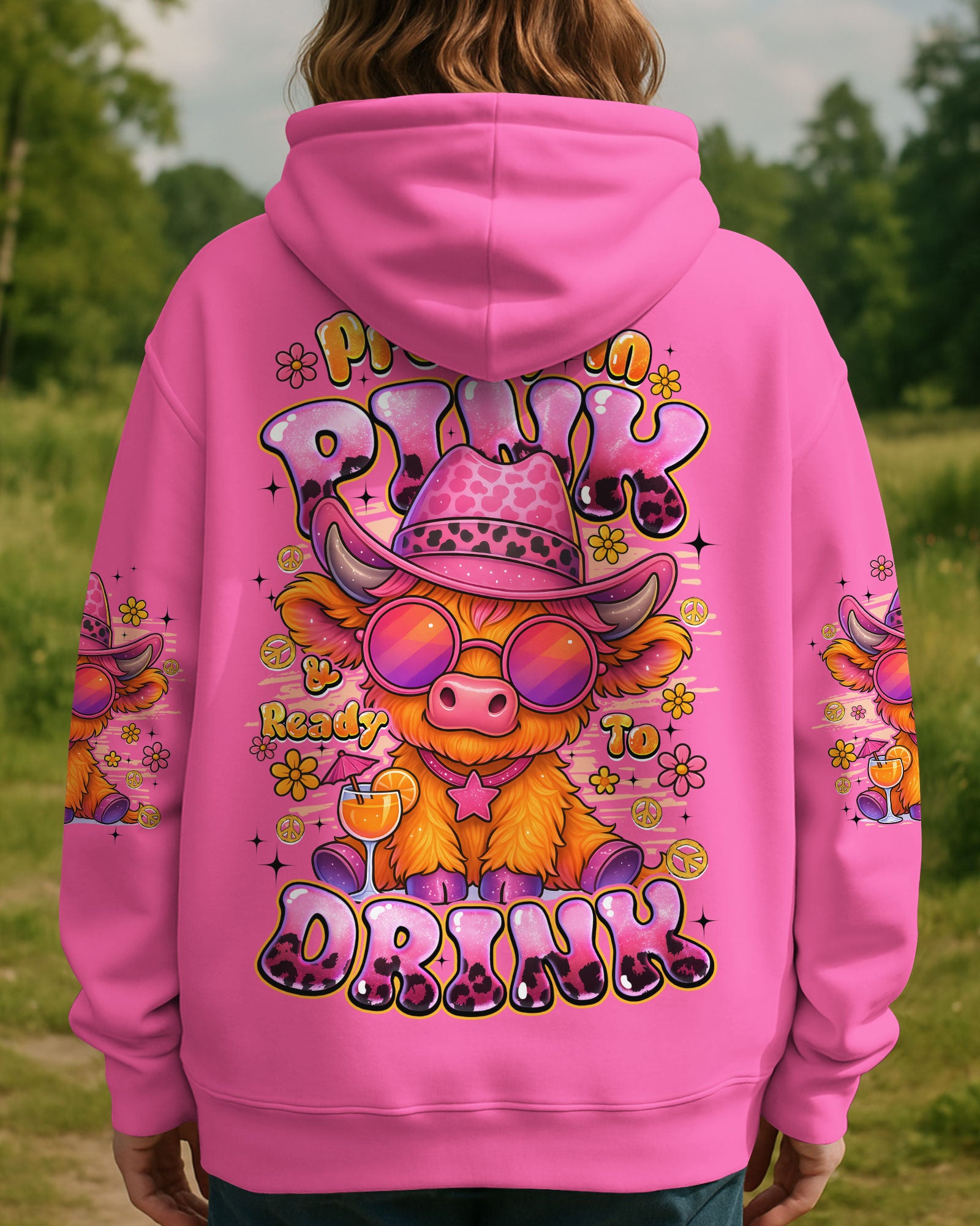 PRETTY IN PINK COW HIPPIE ALL OVER PRINT - TYQY3107253