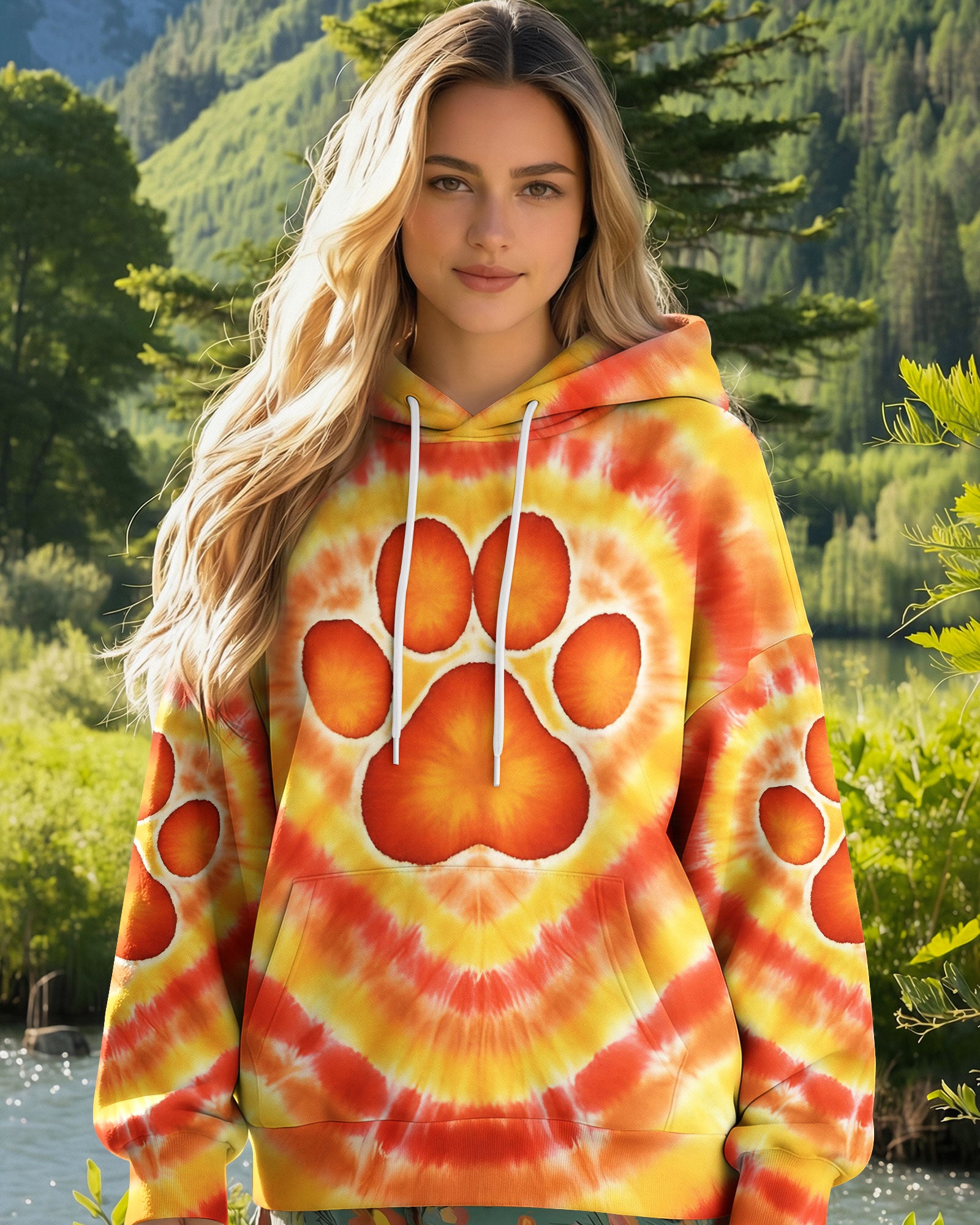 PAW PRINT ORANGE YELLOW ALL OVER PRINT - TYQY2212252