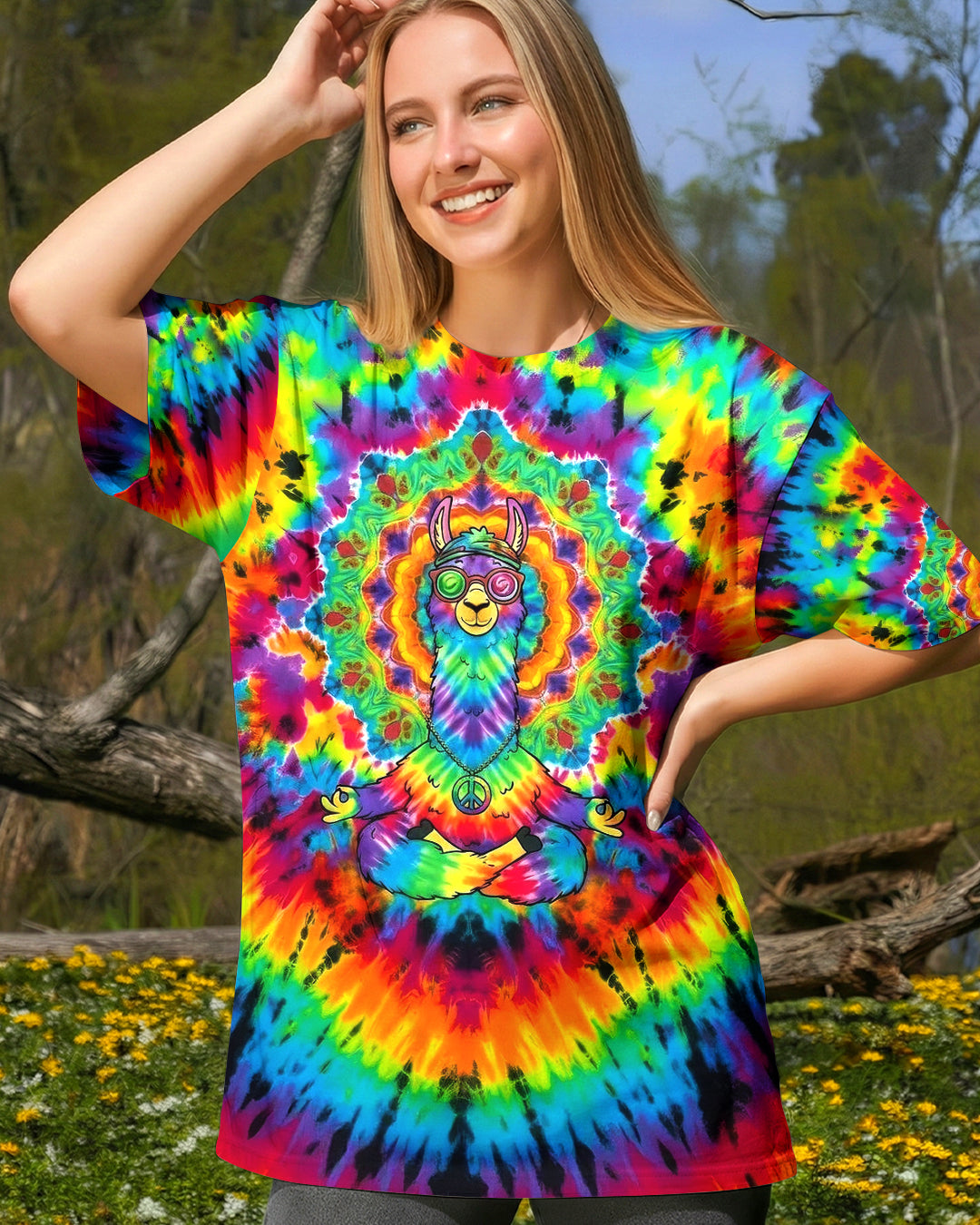 RAINBOW SWIRL LLAMA ALL OVER PRINT - YHHG0302262