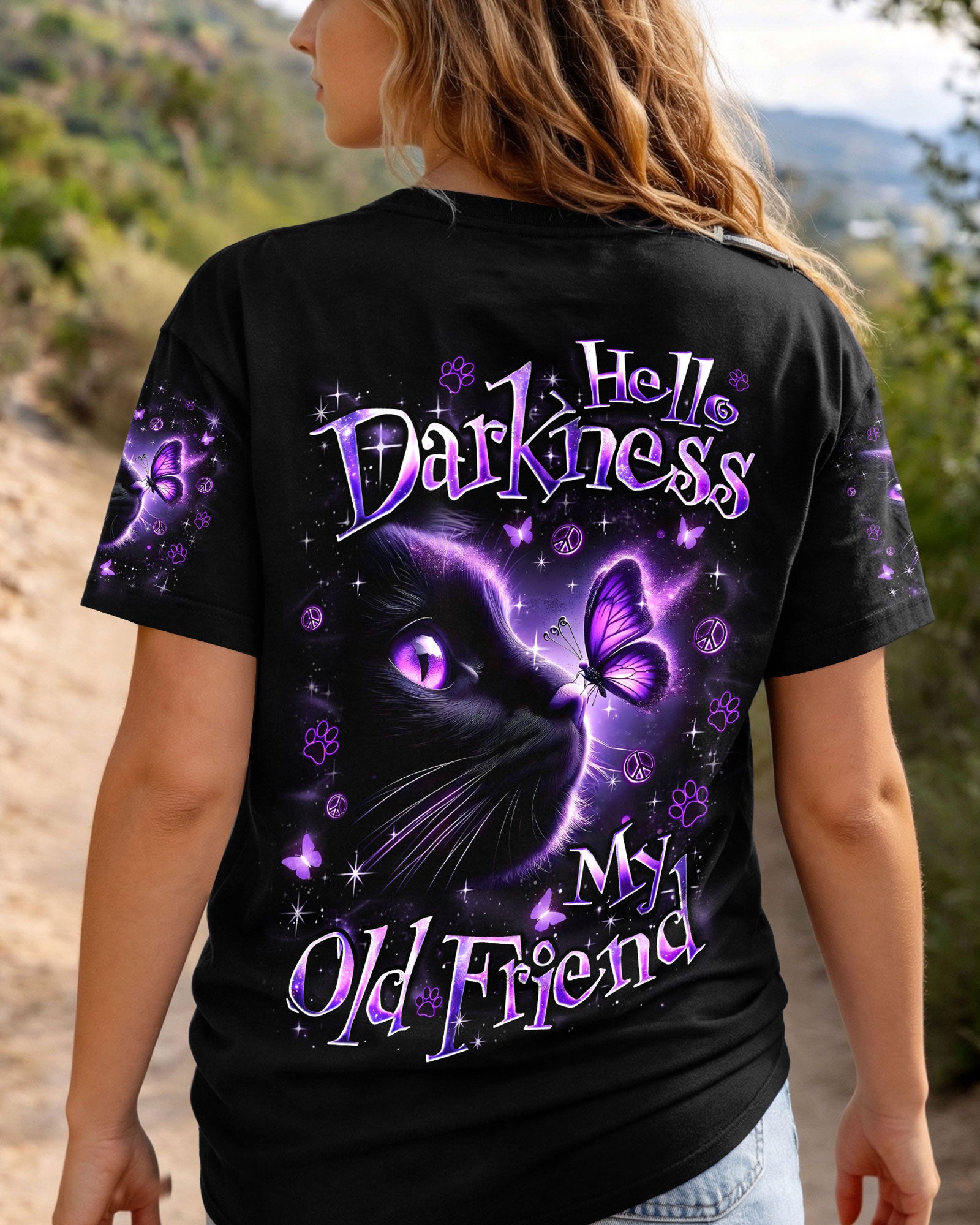 HELLO DARKNESS MY OLD FRIEND CAT AND BUTTERFLY ALL OVER PRINT - TYQY1203262