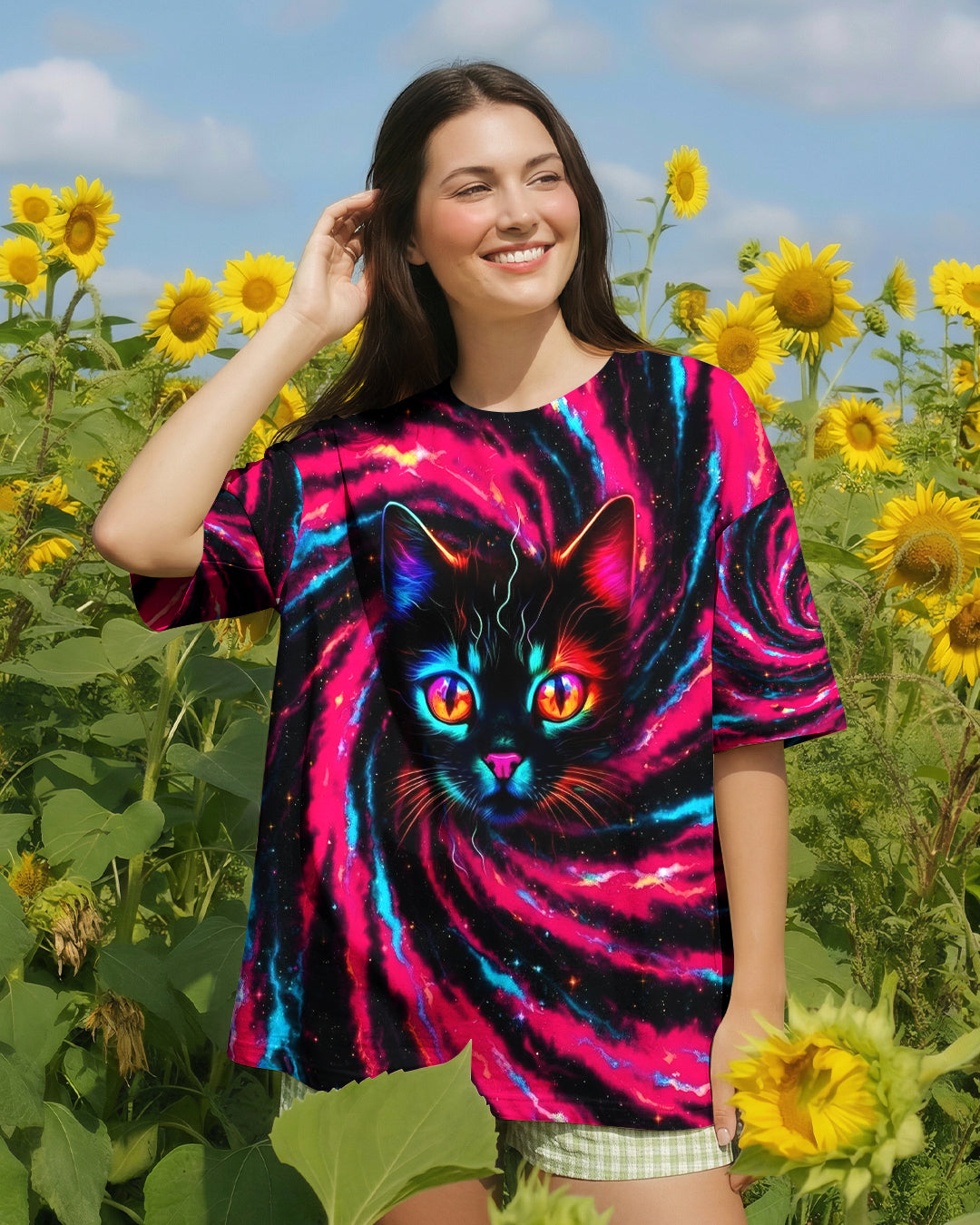 COSMIC NEON CAT ALL OVER PRINT - YHHG3001261