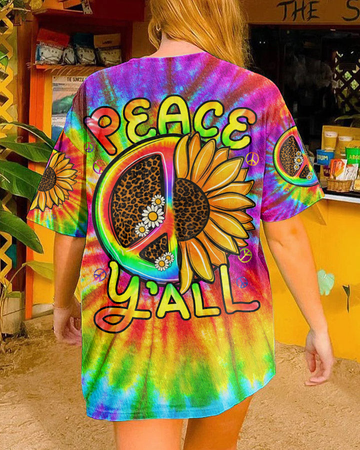 PEACE Y'ALL SUNFLOWER TIE DYE ALL OVER PRINT - TLNZ2706231