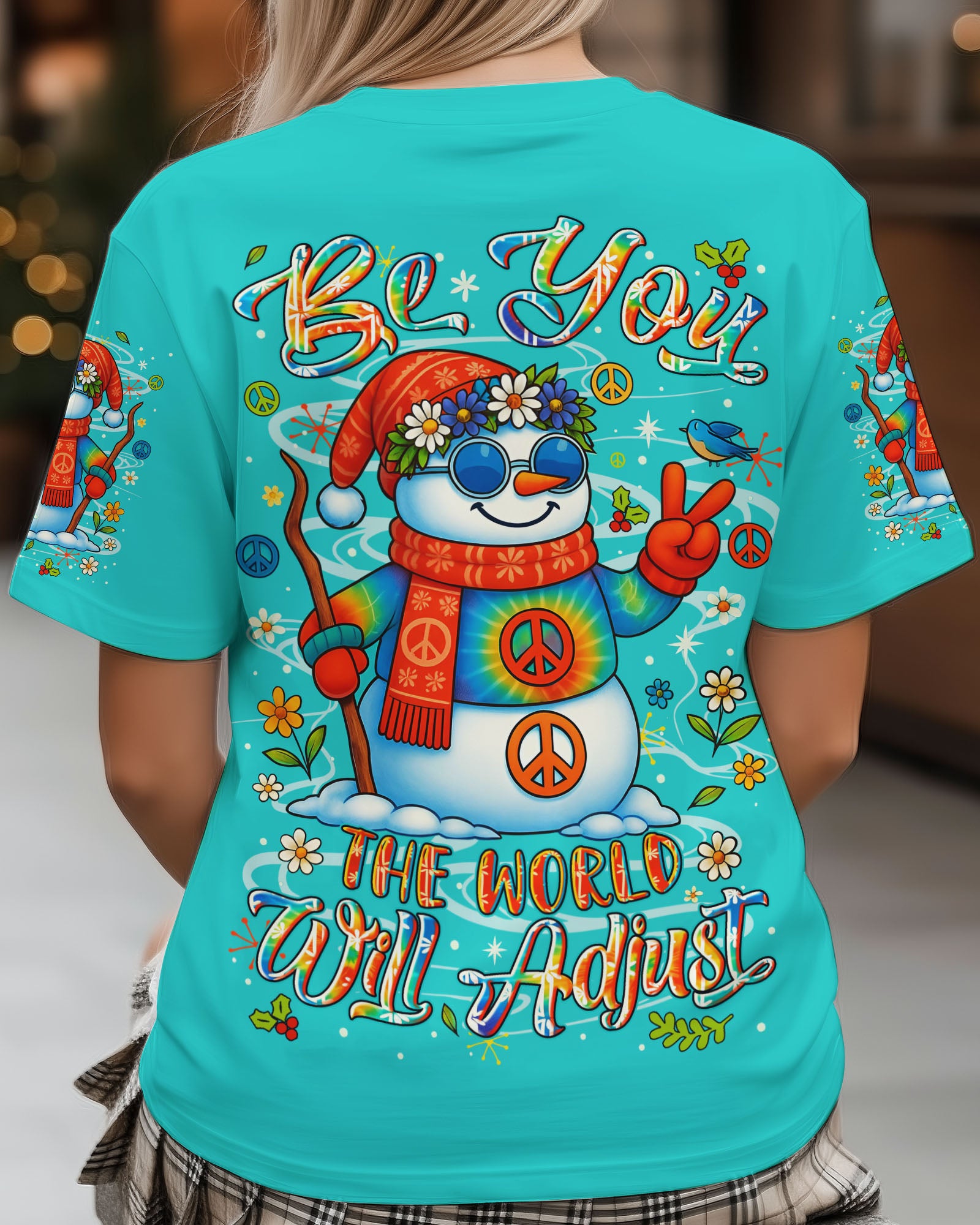 BE YOU THE WORLD WILL ADJUST CHRISTMAS SNOWMAN ALL OVER PRINT - YHLN2110252