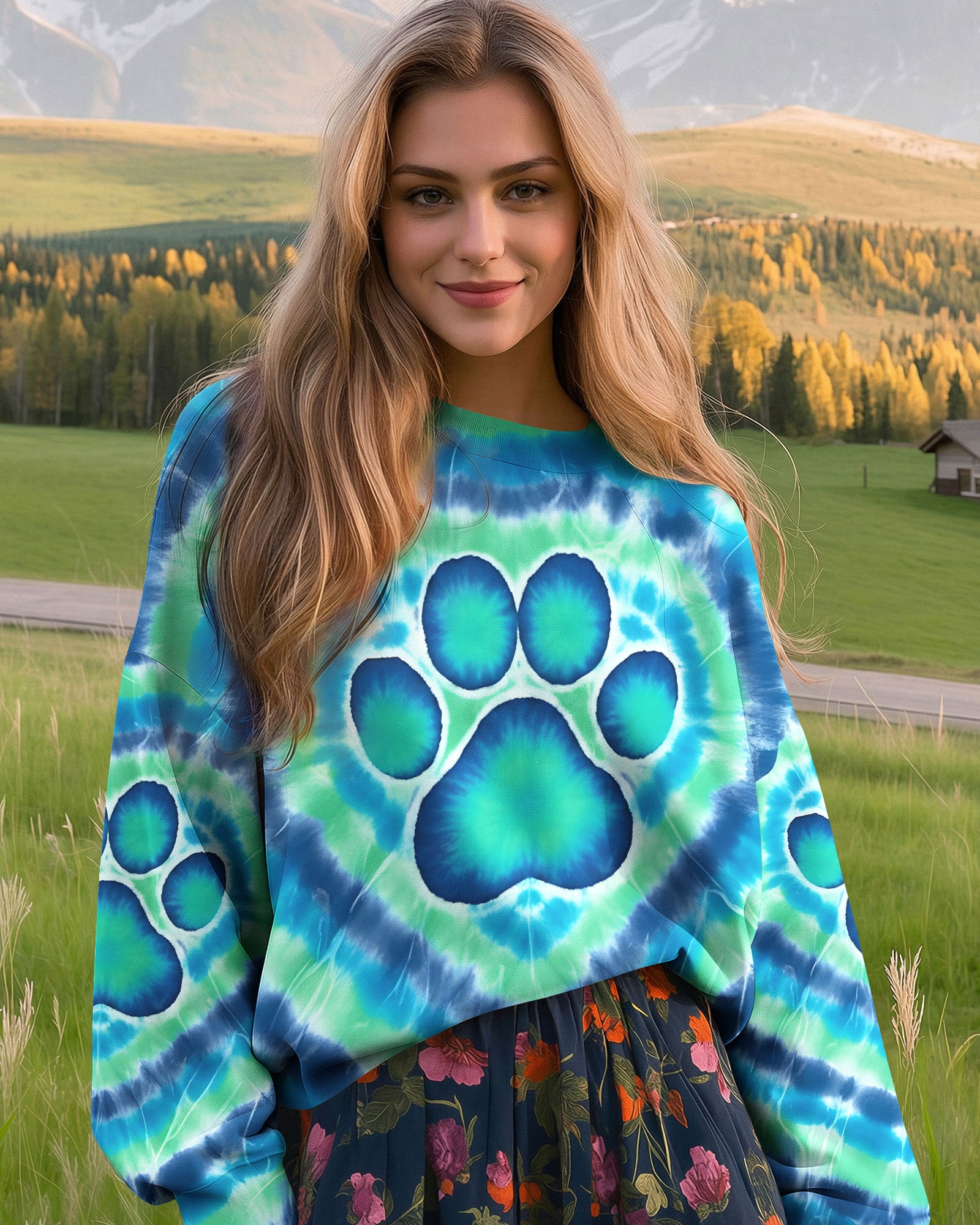 PAW PRINT TURQUOISE ALL OVER PRINT - TYQY2412251