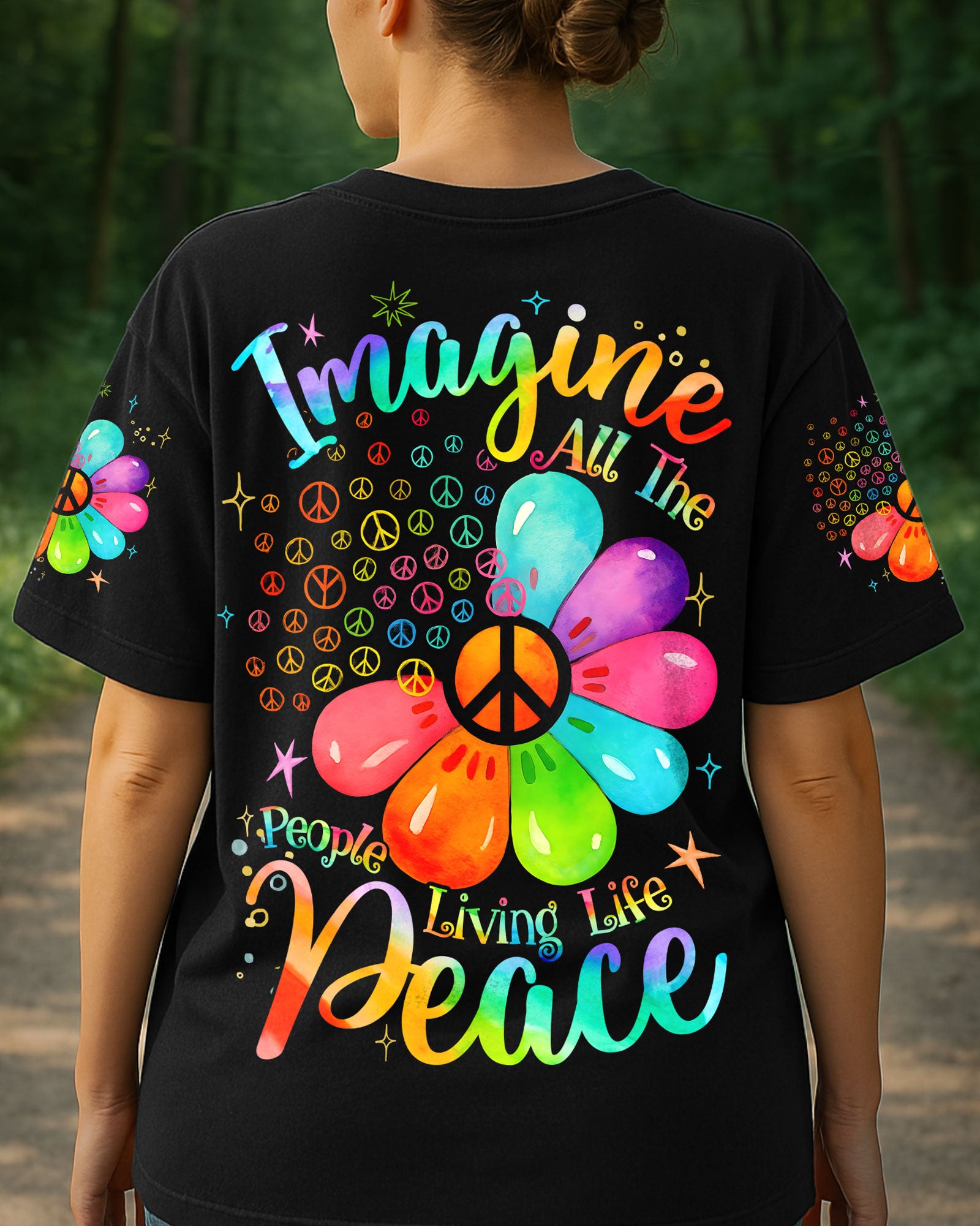 IMAGINE ALL THE PEOPLE LIVING LIFE IN PEACE FLOWER ALL OVER PRINT - TYQY0910254