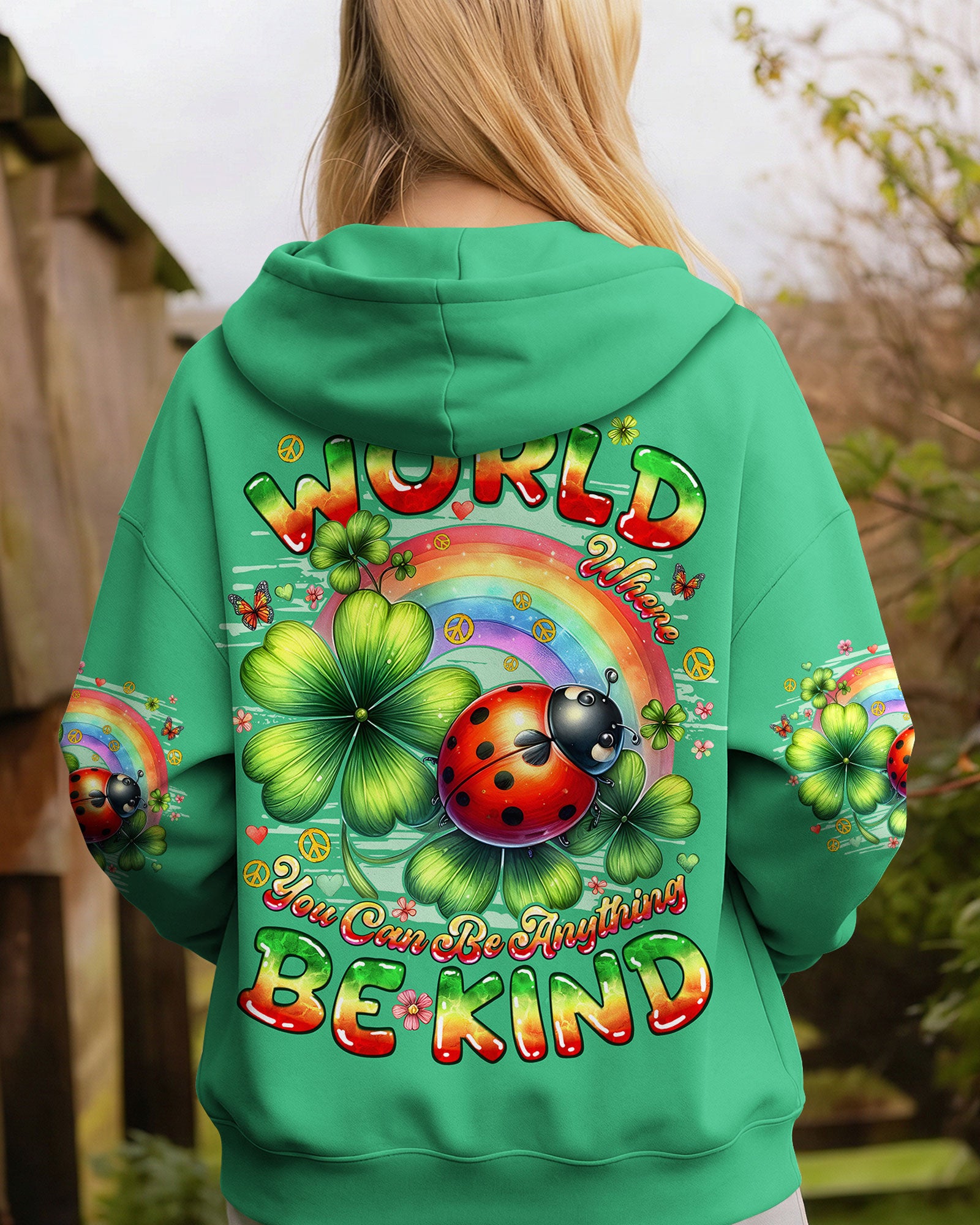 BE KIND LADYBUG SHAMROCK ALL OVER PRINT - TYQY1001261