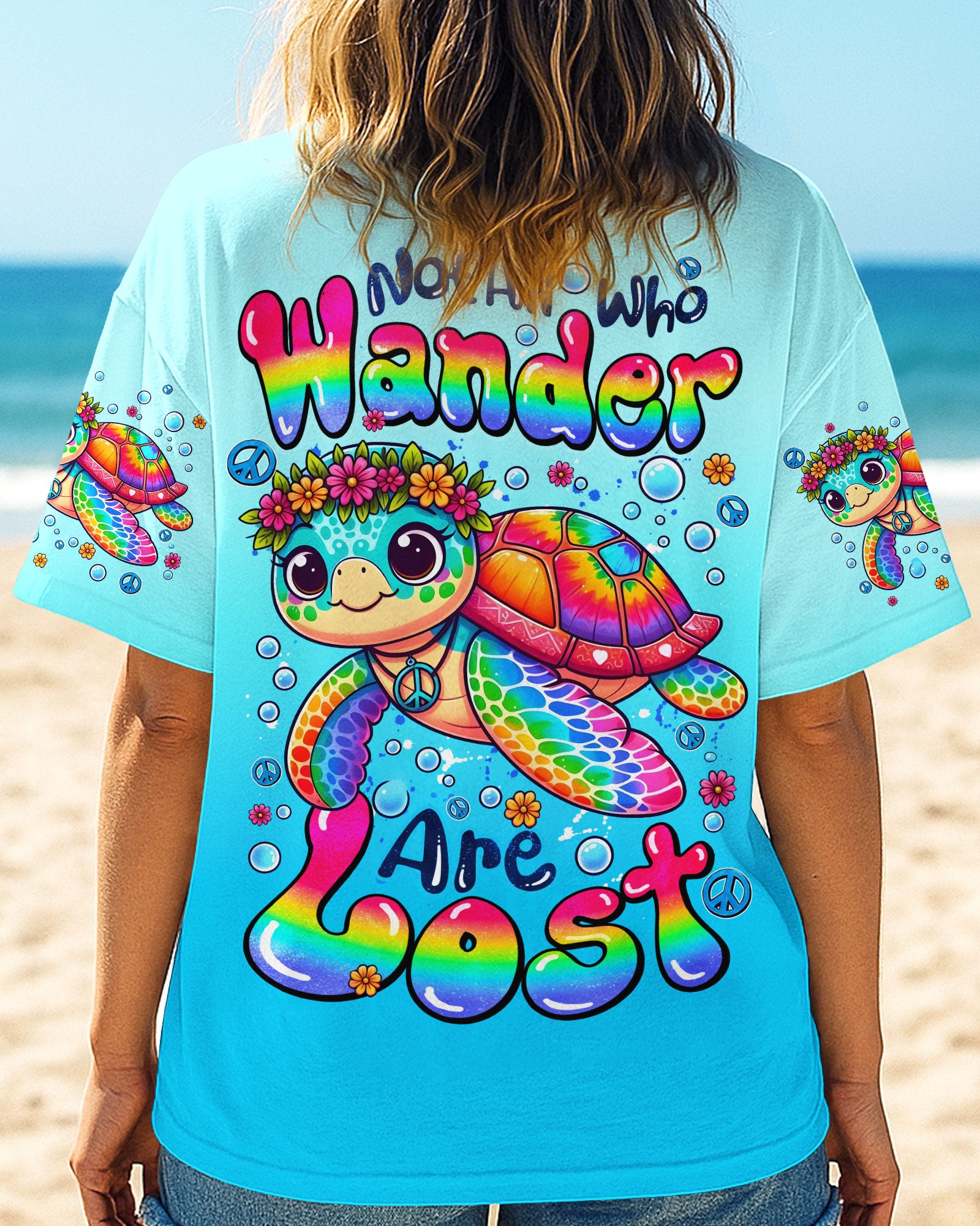 NOT ALL WHO WANDER ARE LOST HIPPIE TURTLE ALL OVER PRINT - TYQY1507252