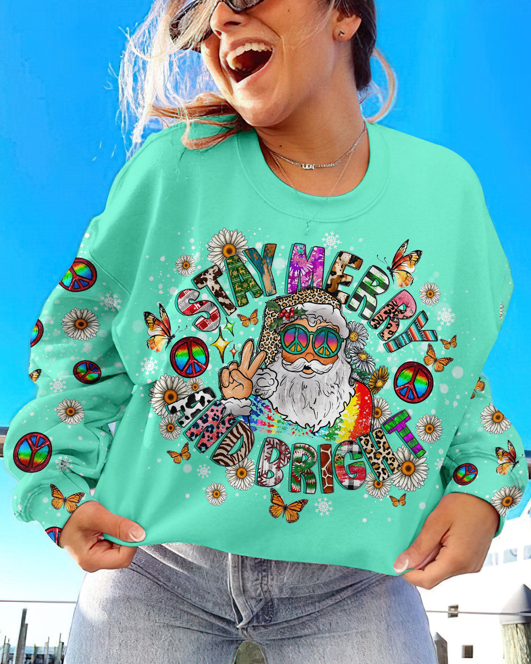 STAY MERRY AND BRIGHT SANTA CHRISTMAS ALL OVER PRINT - TLNO0609236