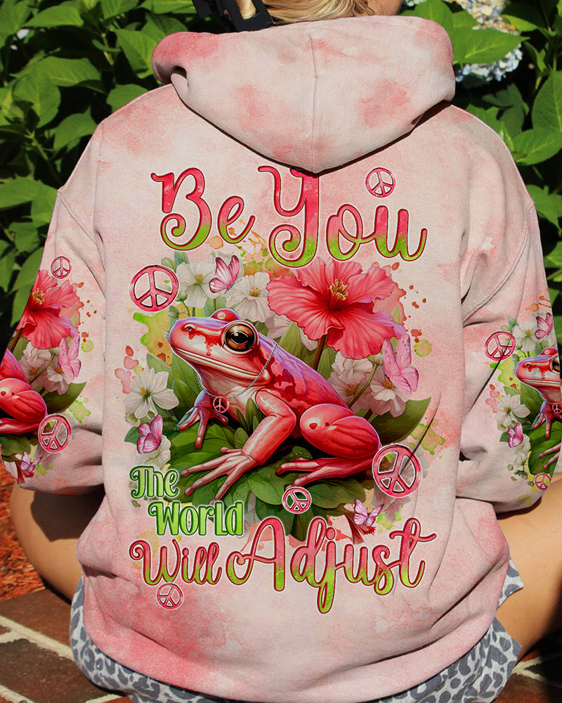 BE YOU THE WORLD WILL ADJUST PINK FROG ALL OVER PRINT - TYQY0112234