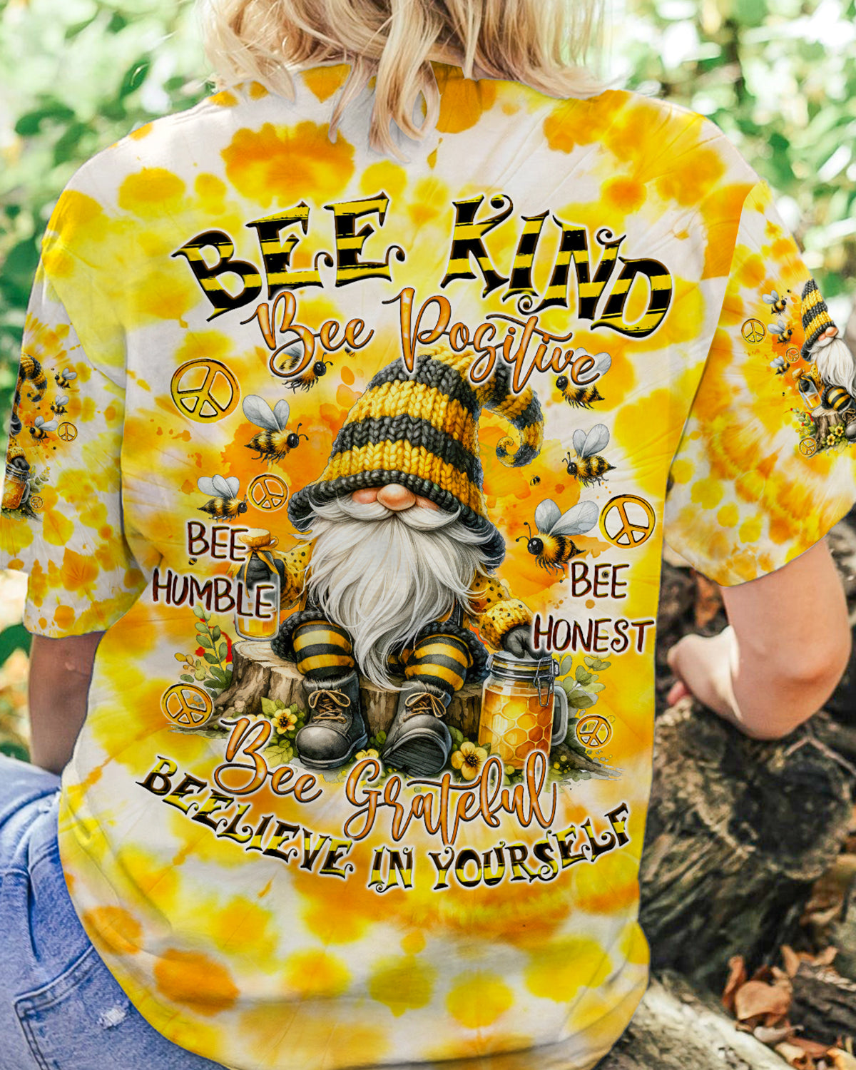 BEE KIND GNOMIE TIE DYE ALL OVER PRINT - TYQY3101244