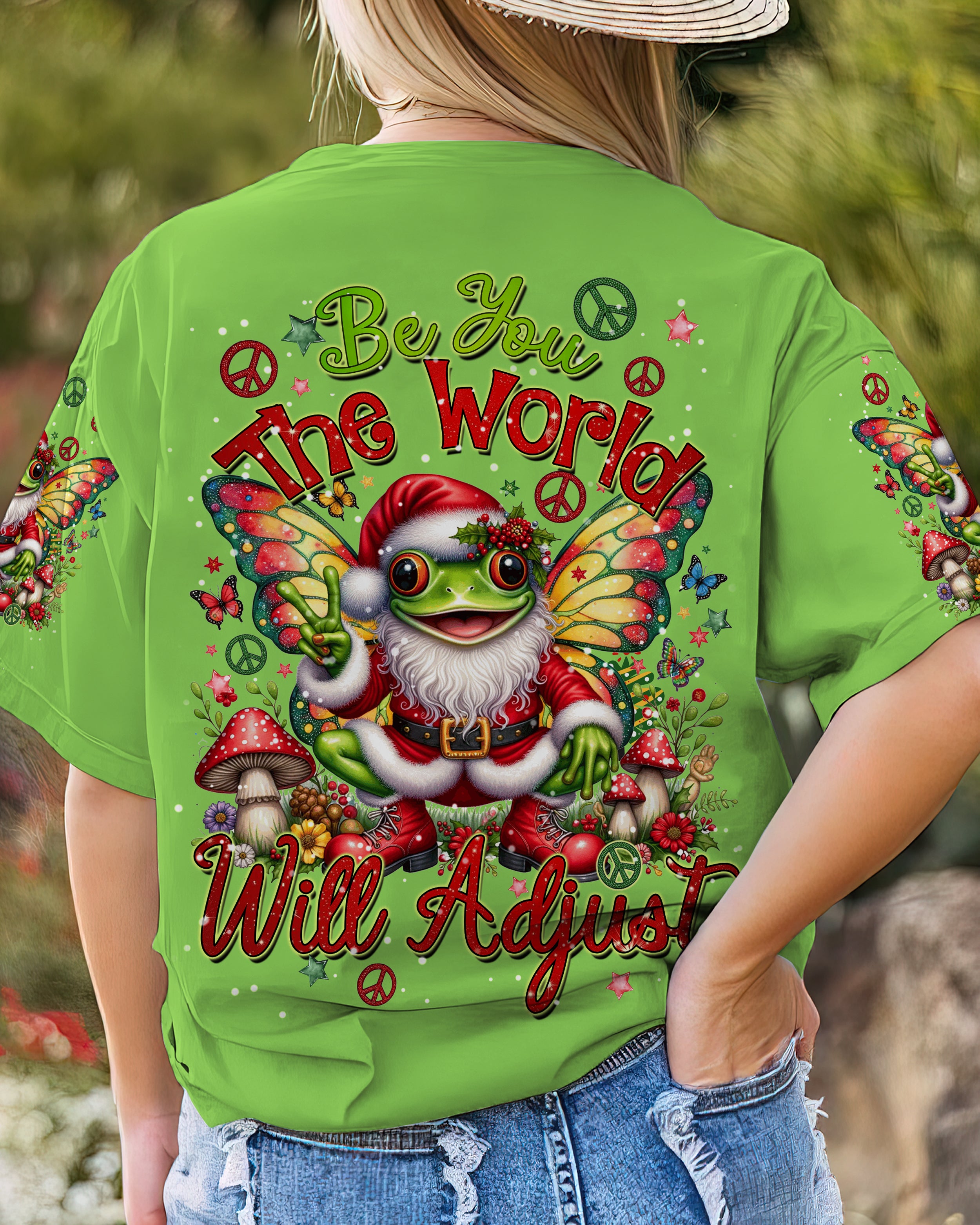 BE YOU THE WORLD WILL ADJUST FROG CHRISTMAS ALL OVER PRINT - TYQY1610231