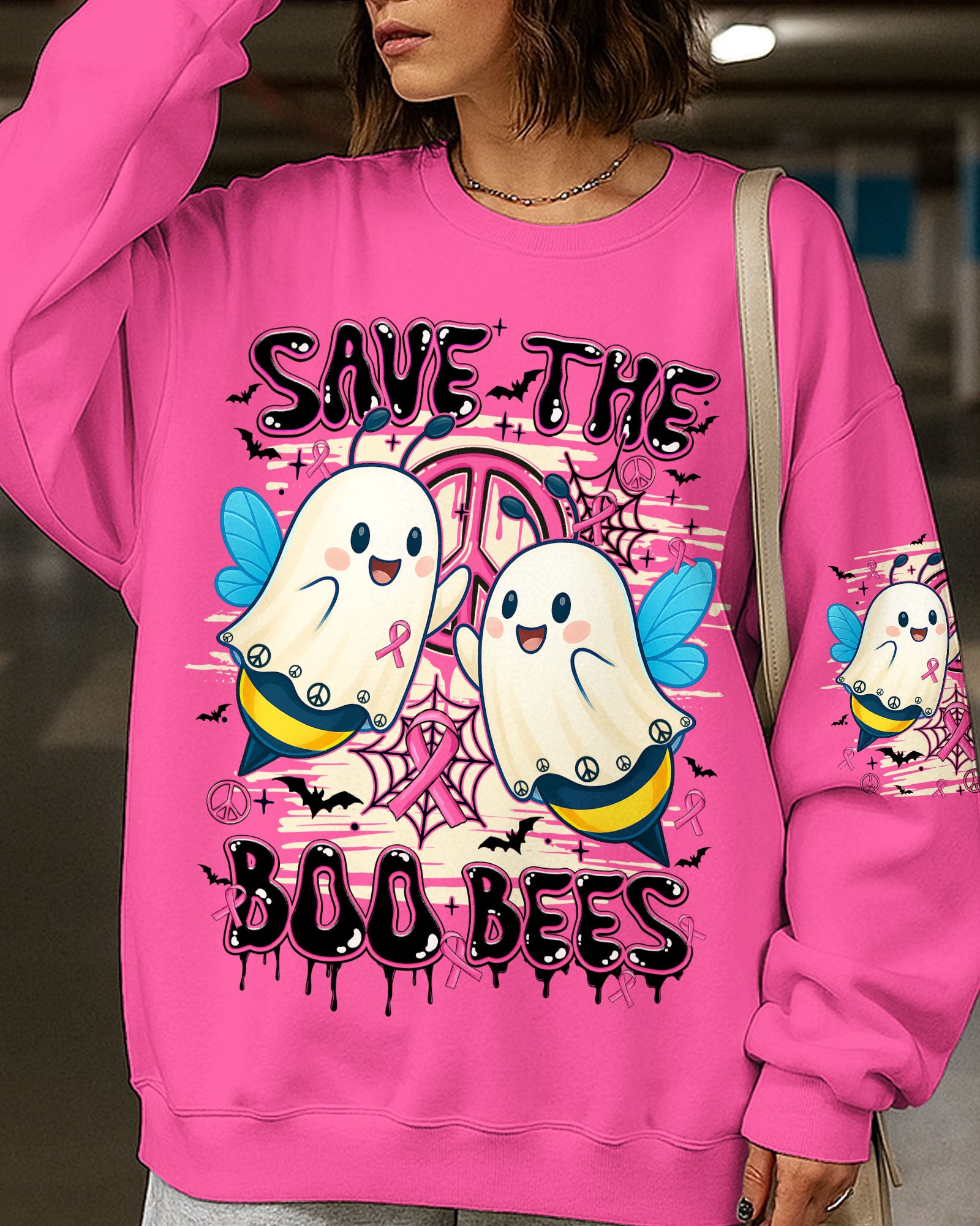 SAVE THE BOO BEES HALLOWEEN PINK ALL OVER PRINT - TY2307251