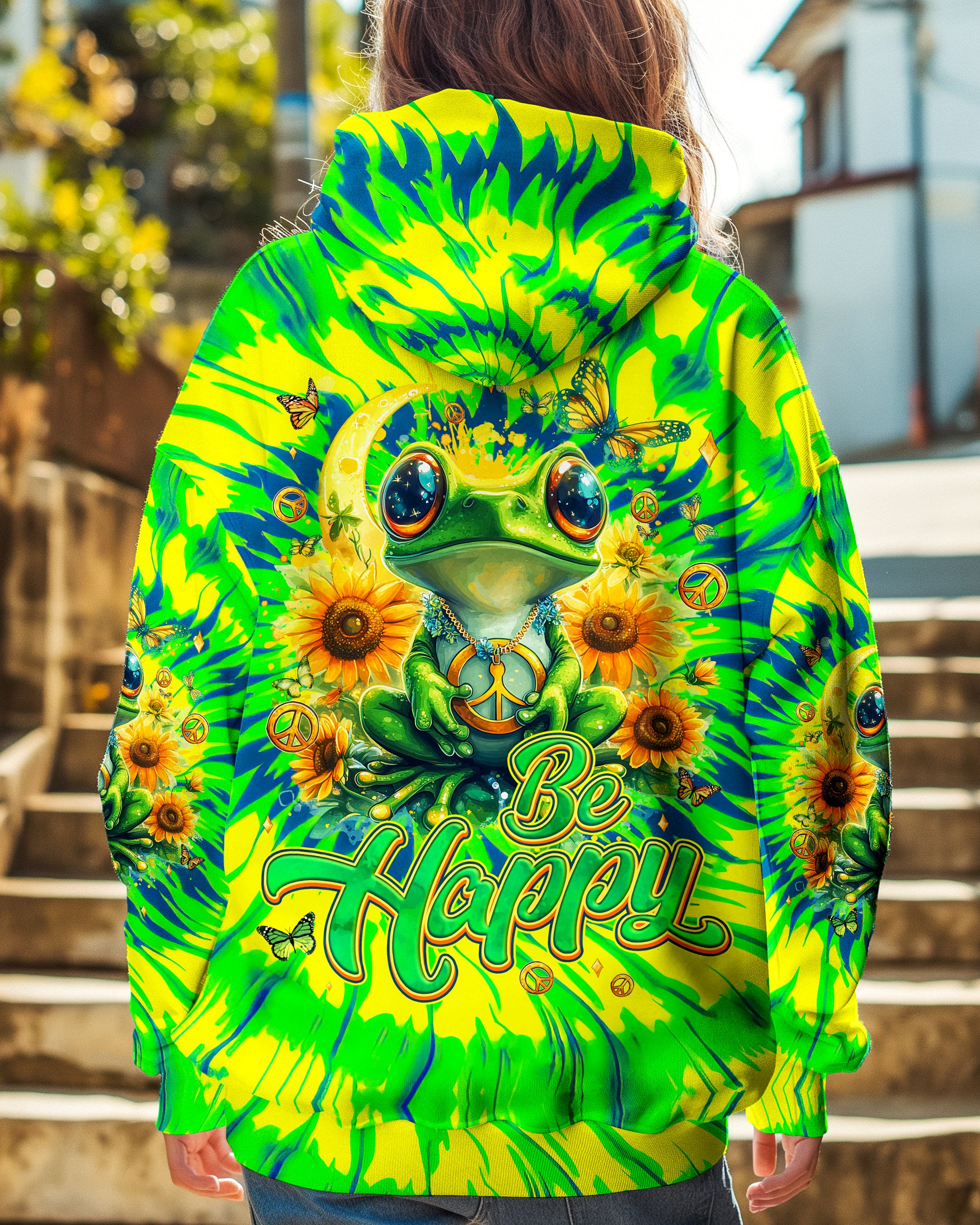 BE HAPPY FROG TIE DYE ALL OVER PRINT - TYQY0502241