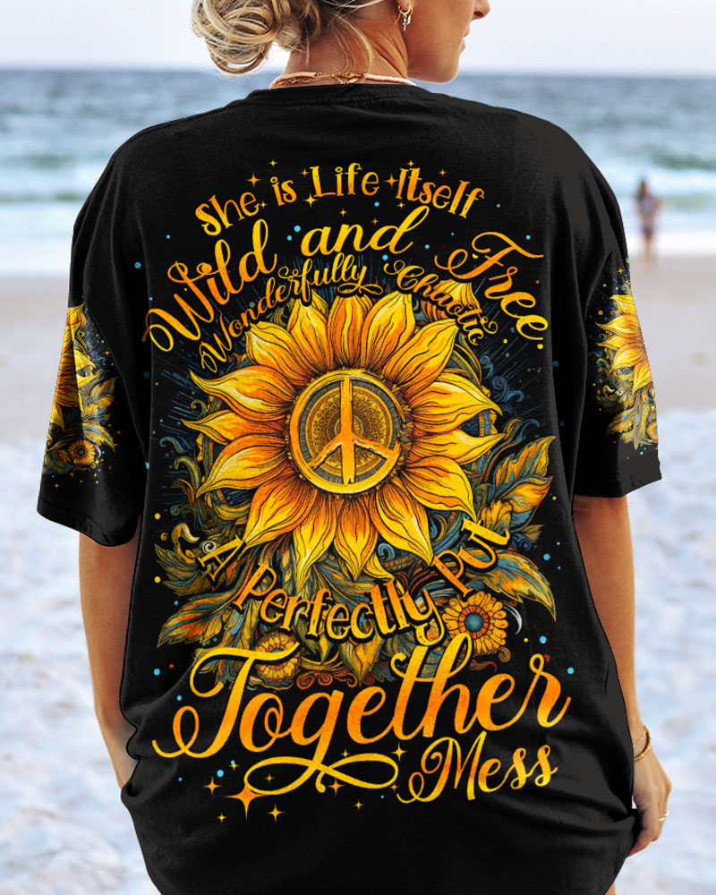 SHE IS LIFE ITSELF SUNFLOWER ALL OVER PRINT - TY3006235