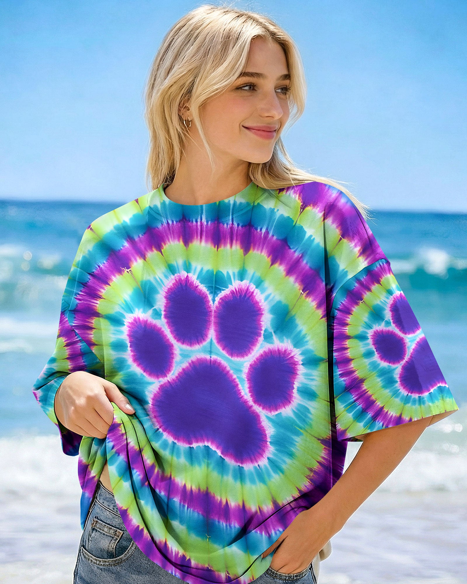 PAW PRINT TIE DYE ALL OVER PRINT - TYQY1612252