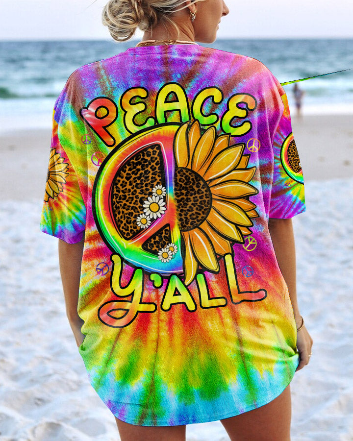 PEACE Y'ALL SUNFLOWER TIE DYE ALL OVER PRINT - TLNZ2706231